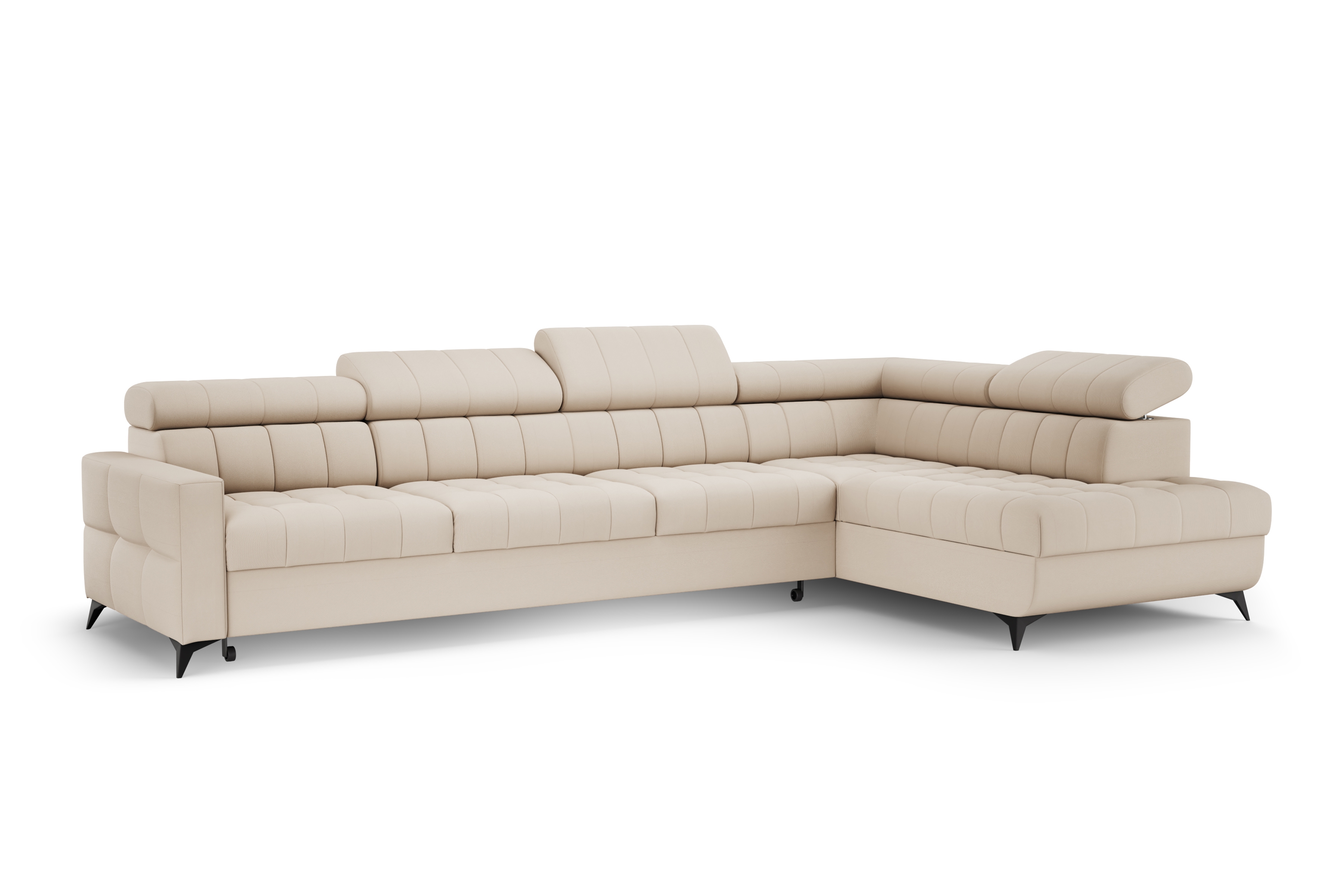 Rozkládací rohová sedací souprava Nardo Maxi pravá - béžová Pretty 03