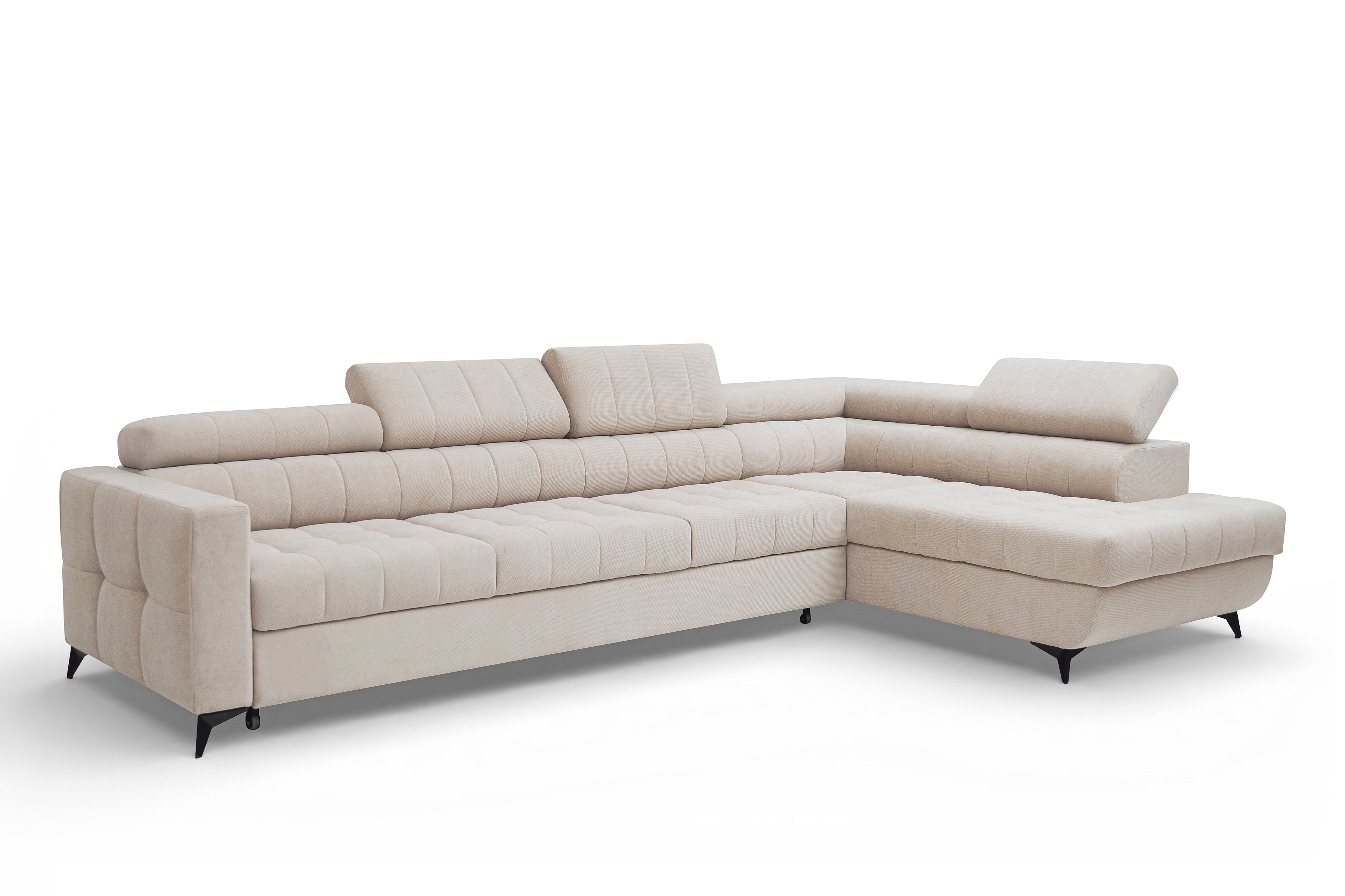 Rozkládací rohová sedací souprava Nardo Maxi pravá - béžová Pretty 03