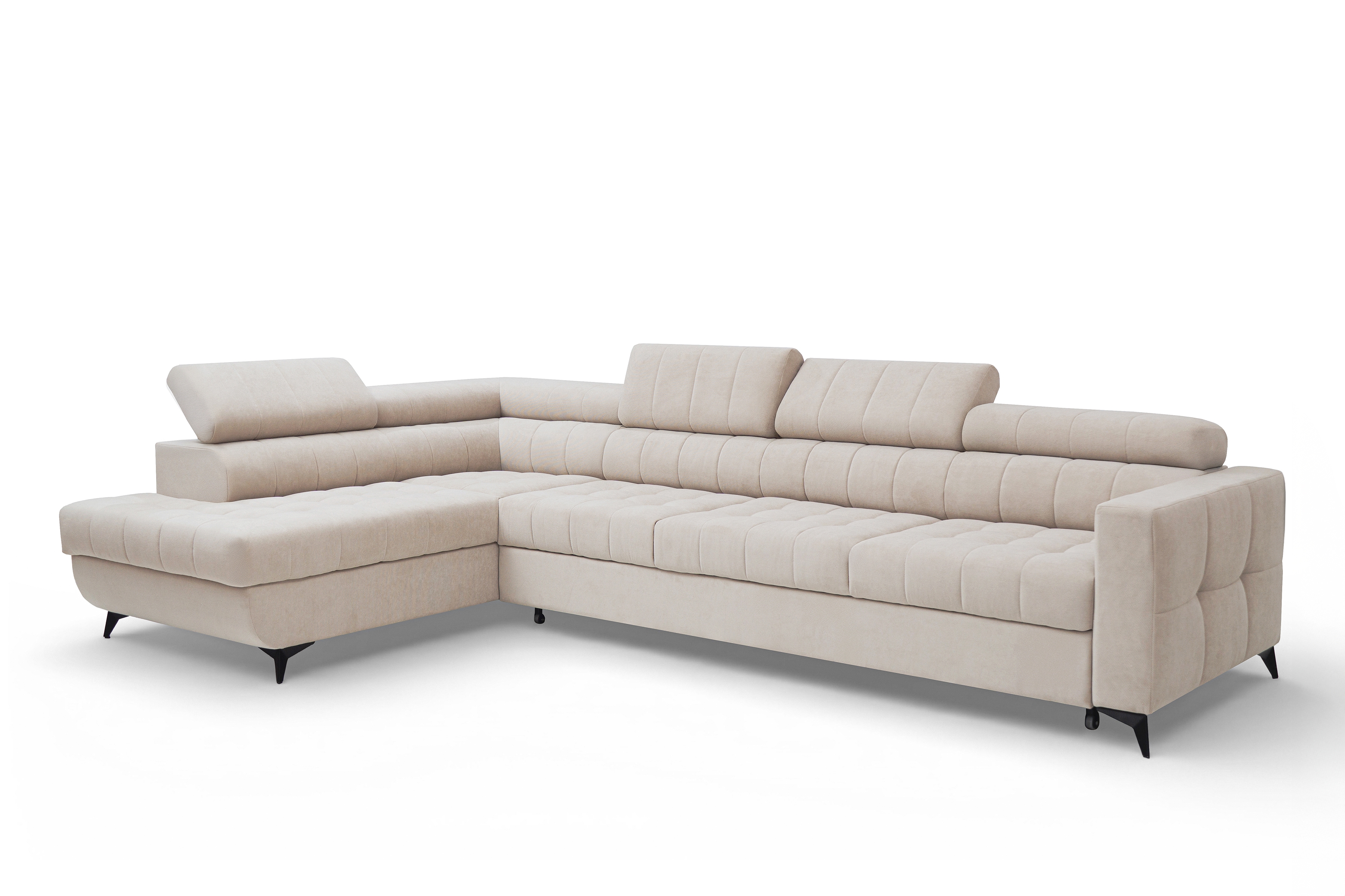 Rohová sedačka Nardo Maxi s rozkladem levostranná - béžový plyš Pretty 03