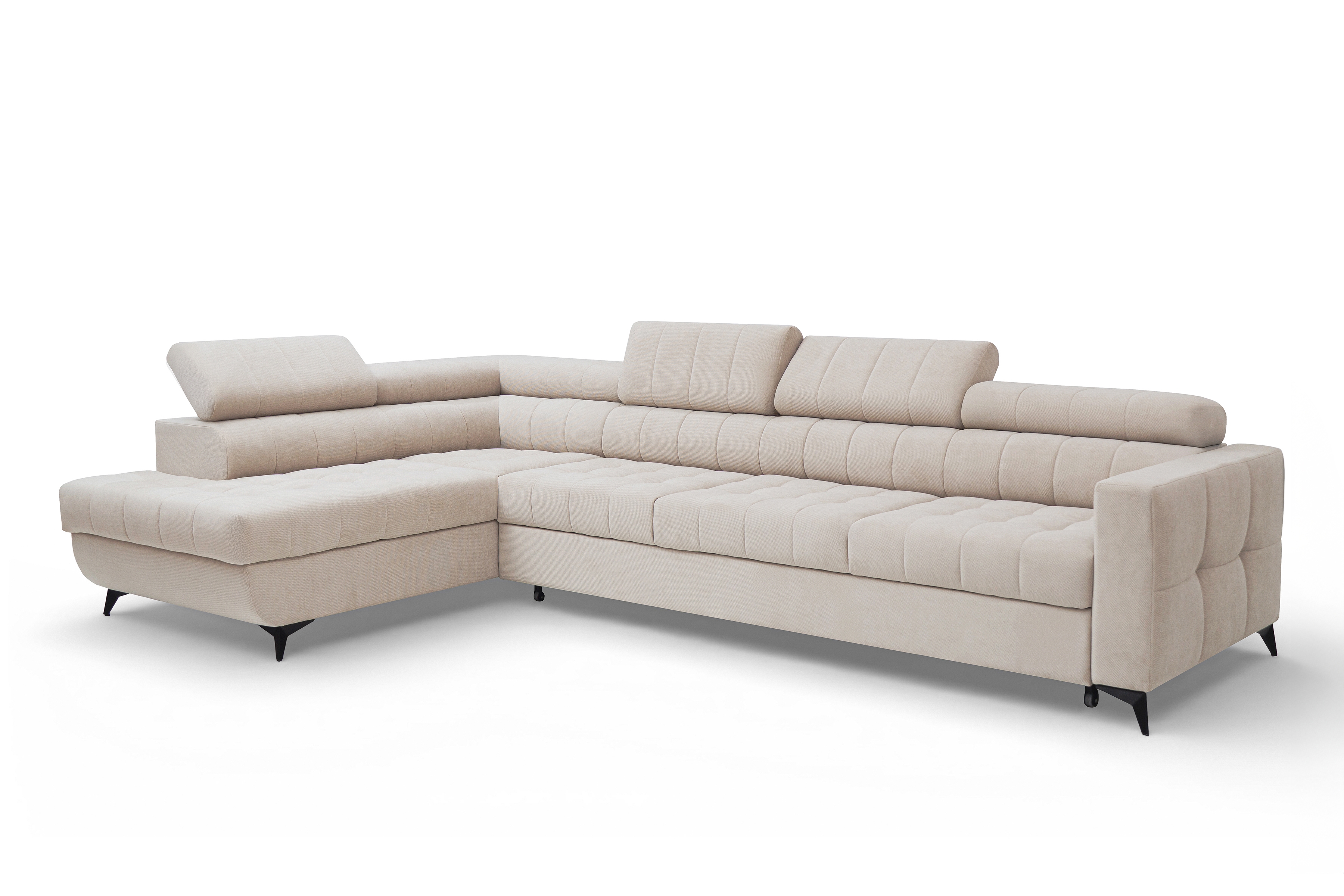 Rohová sedačka Nardo Maxi s rozkladem levostranná - béžový plyš Pretty 03