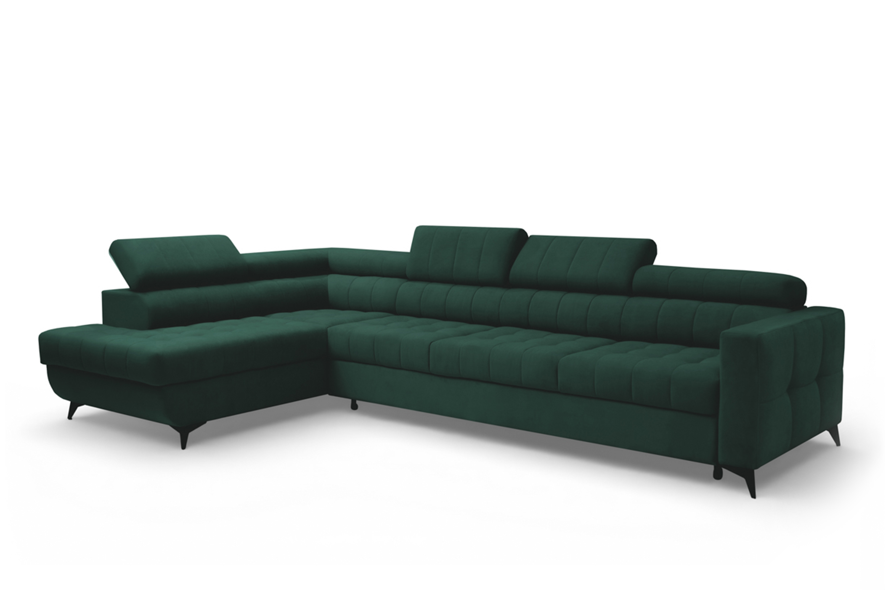 Rohová pohovka Nardo Maxi s rozkladem levostranná - zelený samet Bluvel 78