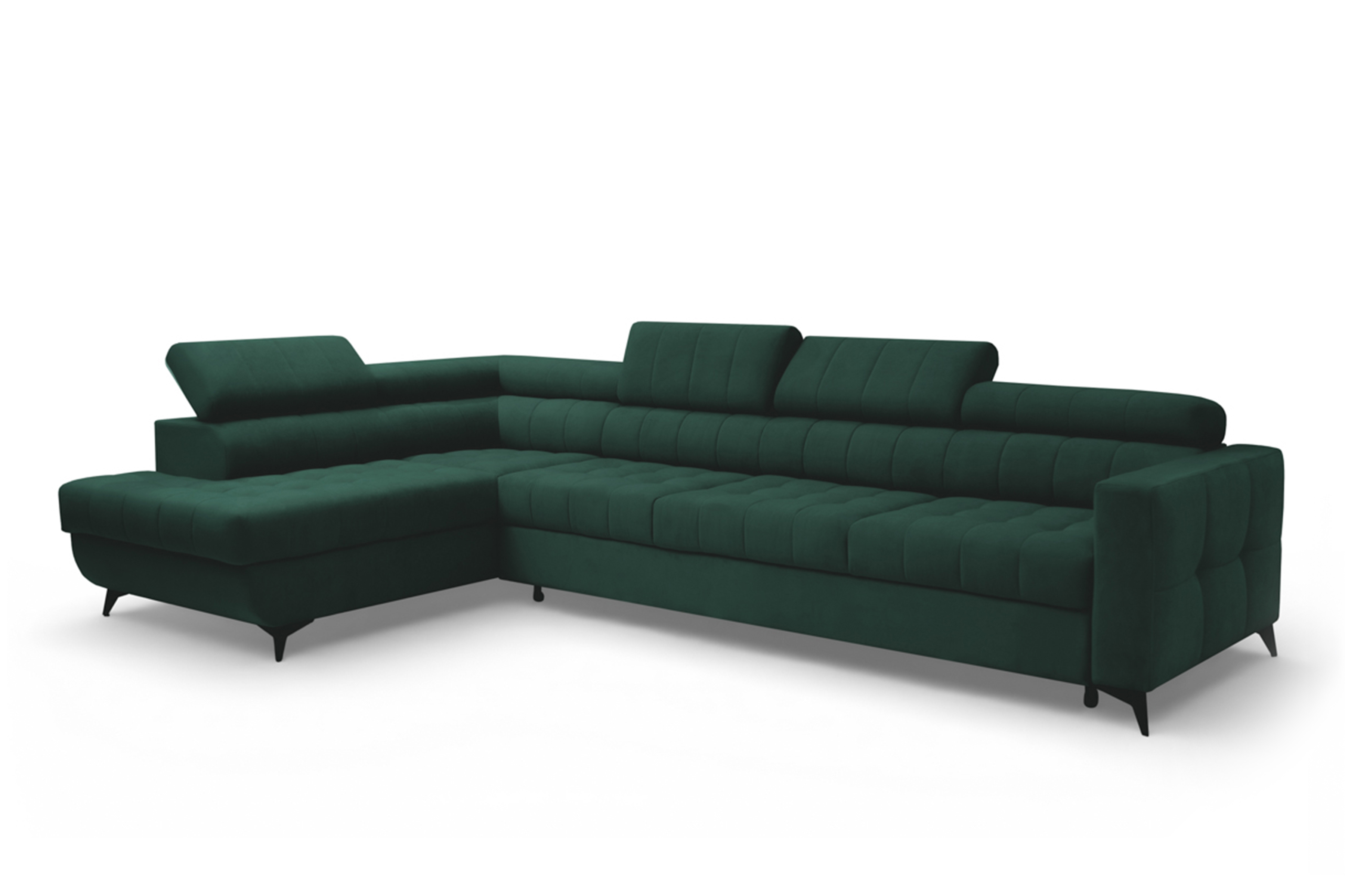 Rohová pohovka Nardo Maxi s rozkladem levostranná - zelený samet Bluvel 78