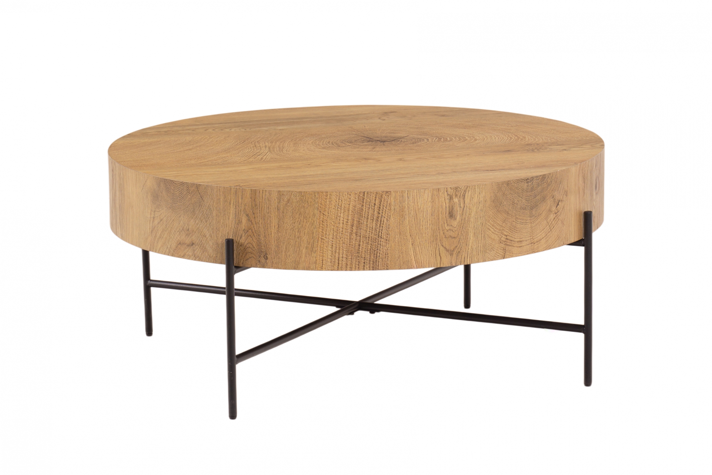 Kulatý konferenční stolek Liviano 80 cm - přírodní dub / černá