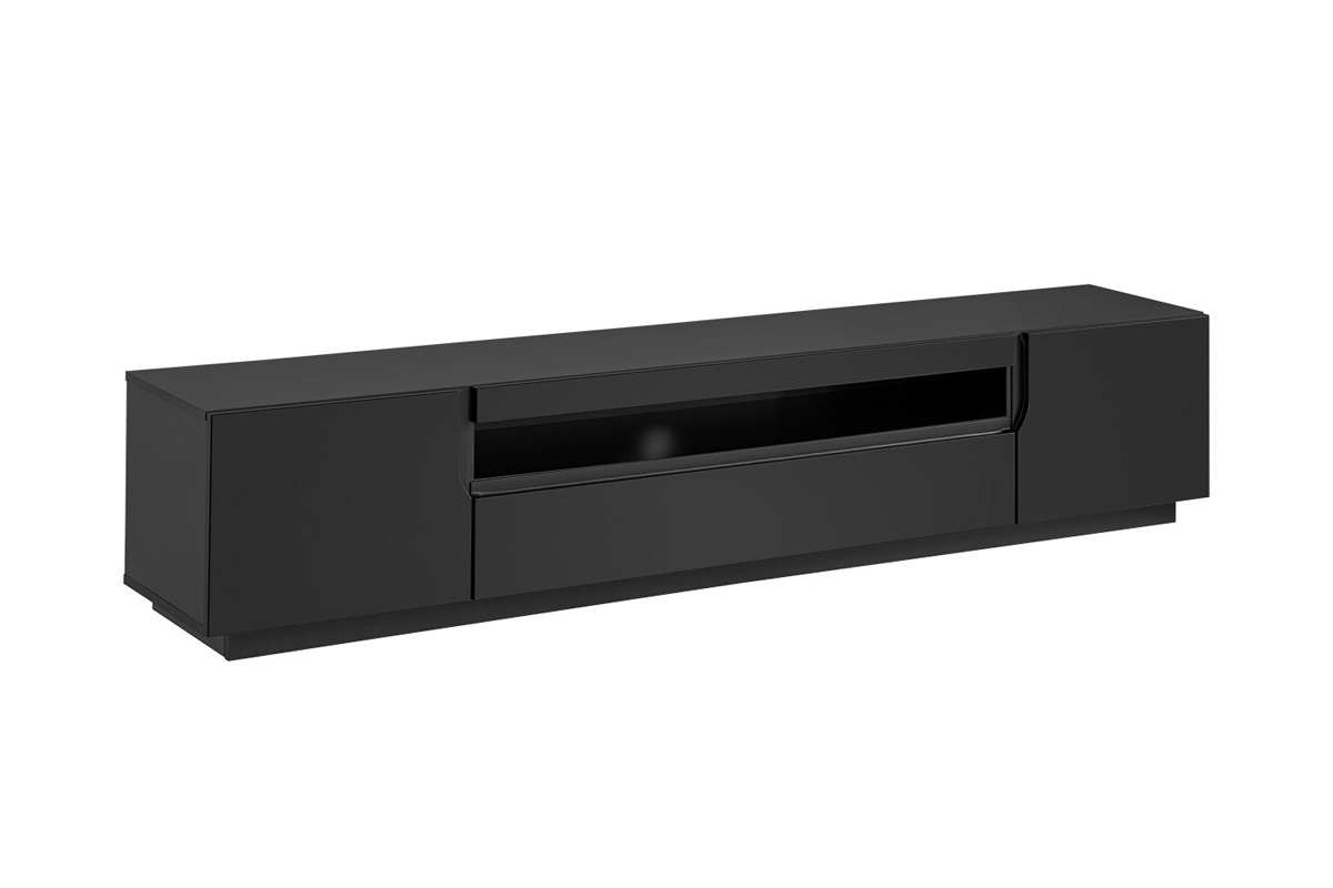 TV stolek Loftia 200 cm dvoudveřový s výklenkem - černý mat