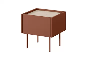 Noční stolek se zásuvkou Desin 45 1SZ - ceramic red / Dub nagano