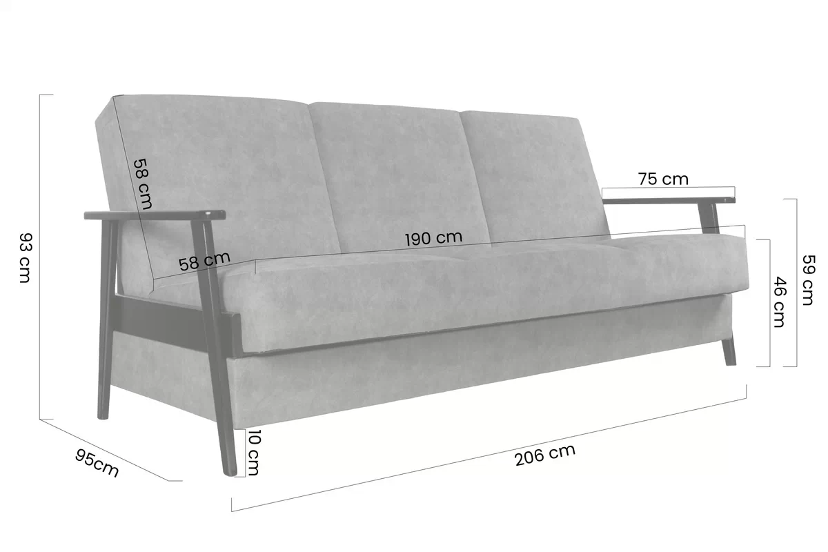 Pohovka rozkladana Klubová PRL - šedý welwet snadno čistitelný Zetta 303 / Boky černé 