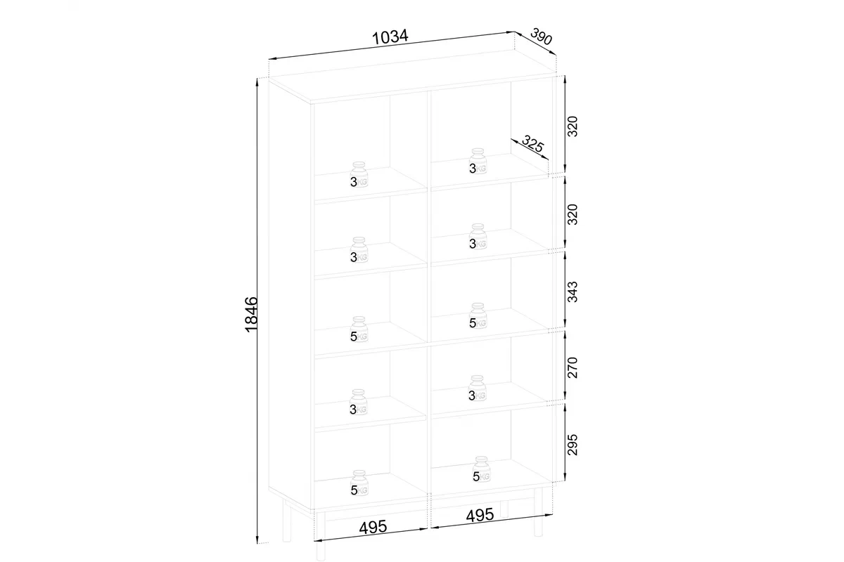 Vitrína stojaca Jolinio 104 cm - kašmír / černá Nohy