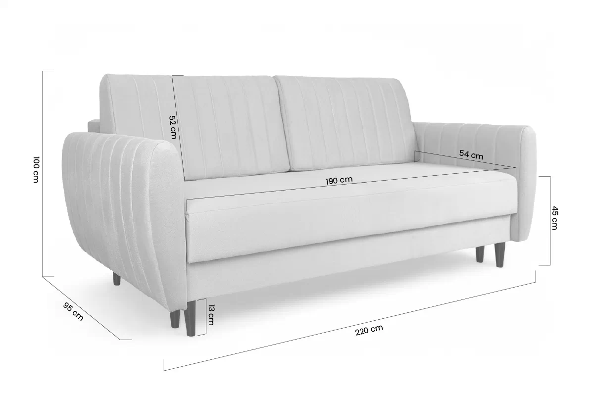 Pohovka rozkladana s úložným prostorem Mozar II - šedá samet snadno čistitelný Cloud 83 / Nohy černá