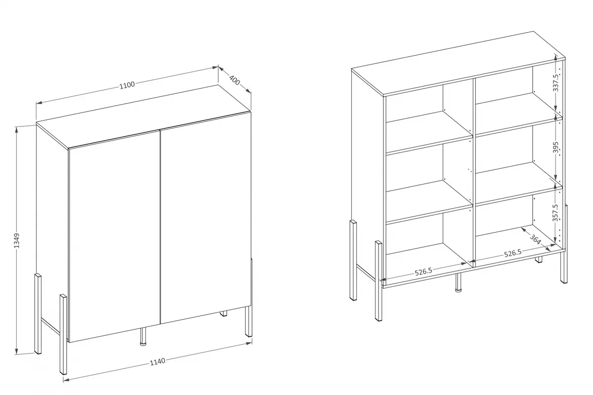 Komoda pro obývacího pokoje Wezilo 42 - 114 cm - kašmír / černé nožičky