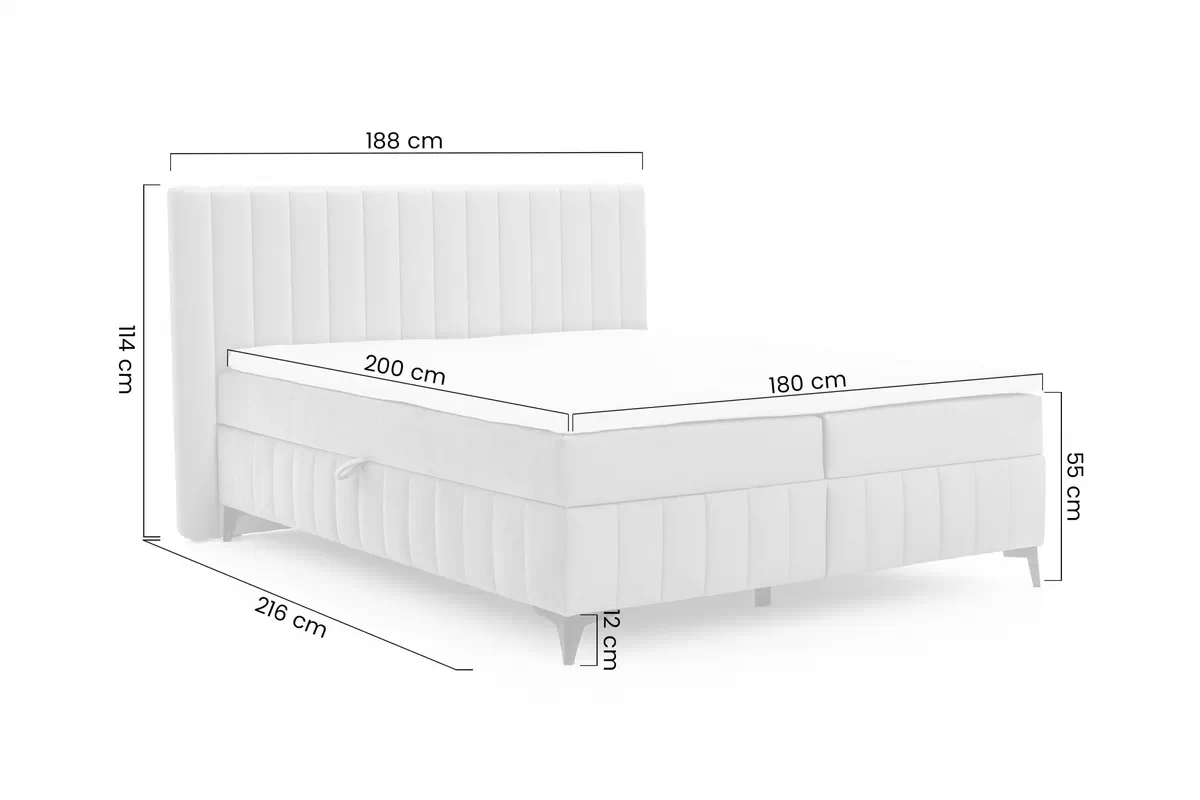 Postel boxspring Verona 180x200 s úložním prostorem - béžová samet hydrofobní  Amon 16 