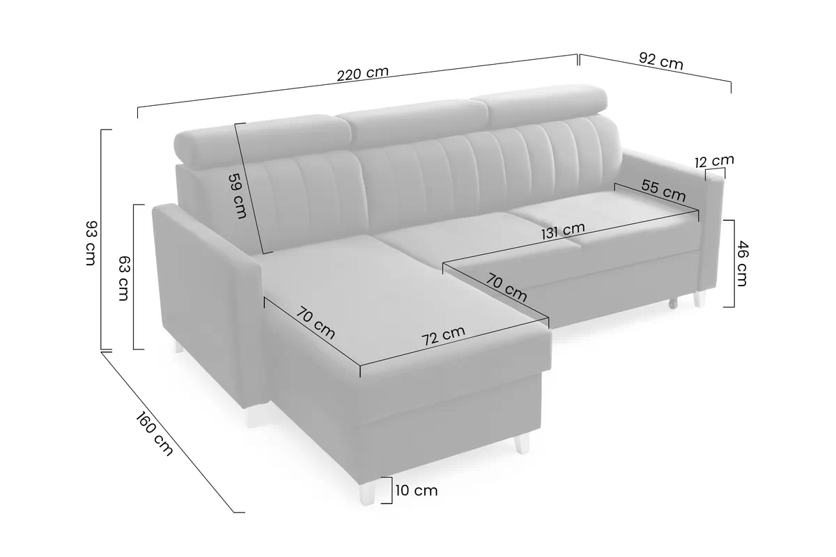 Rohová sedací souprava Vario rozkládací uniwersalny prawo/levá - tmavě béžová samet Jasmine 25 