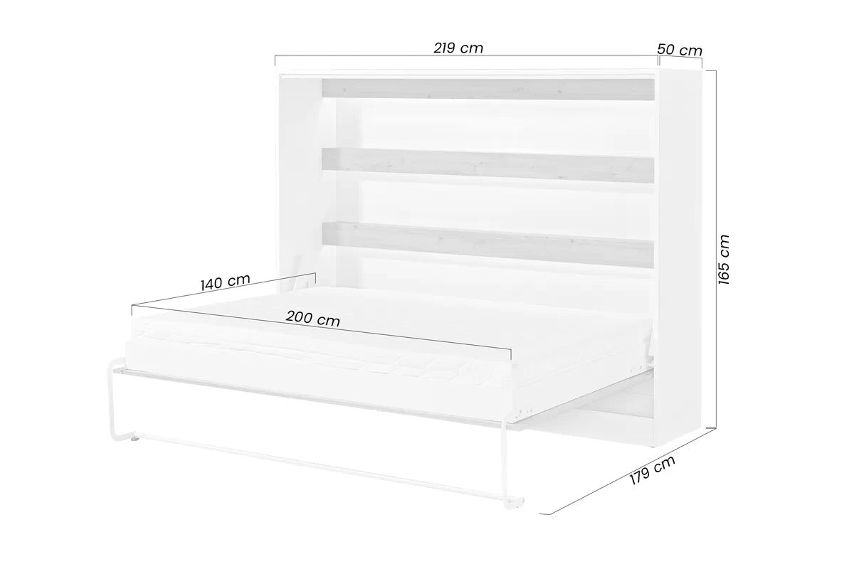 Polkotapczan horizontální Lomaro 140x200 - bílá / uchwyt bílá