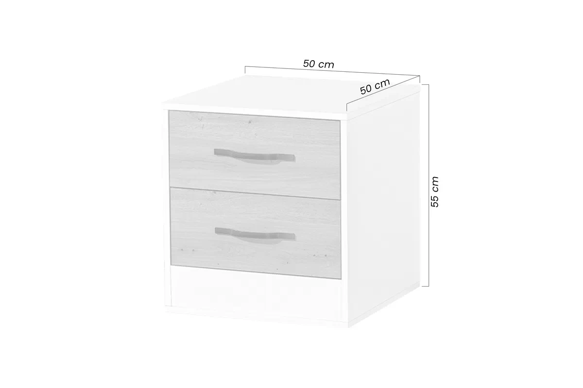 Noční stolek Lomaro 50 cm se zásuvkami - bílá / uchwyt bílá 