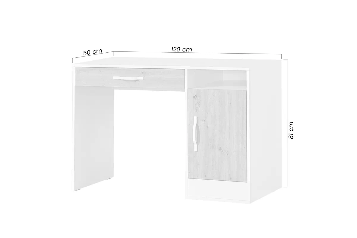 psací stůl mlodziezowe Lomaro 120 cm z szuflada - dub artisan / uchwyt černá 