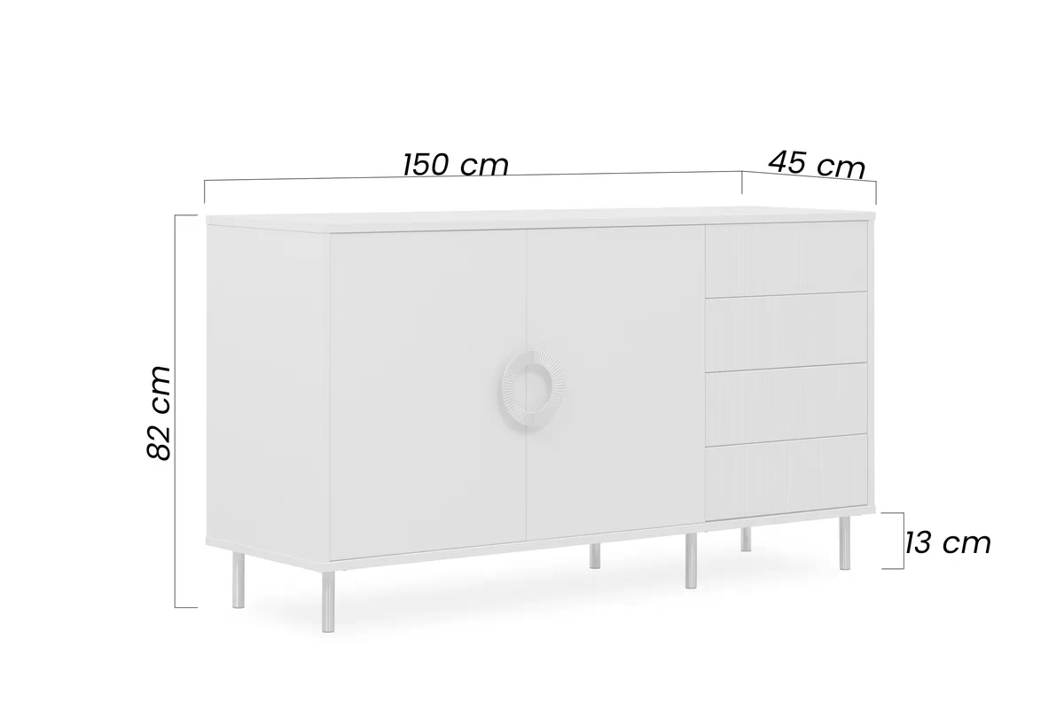Komoda Nubo 150 cm se zásuvkami - kašmír / černá