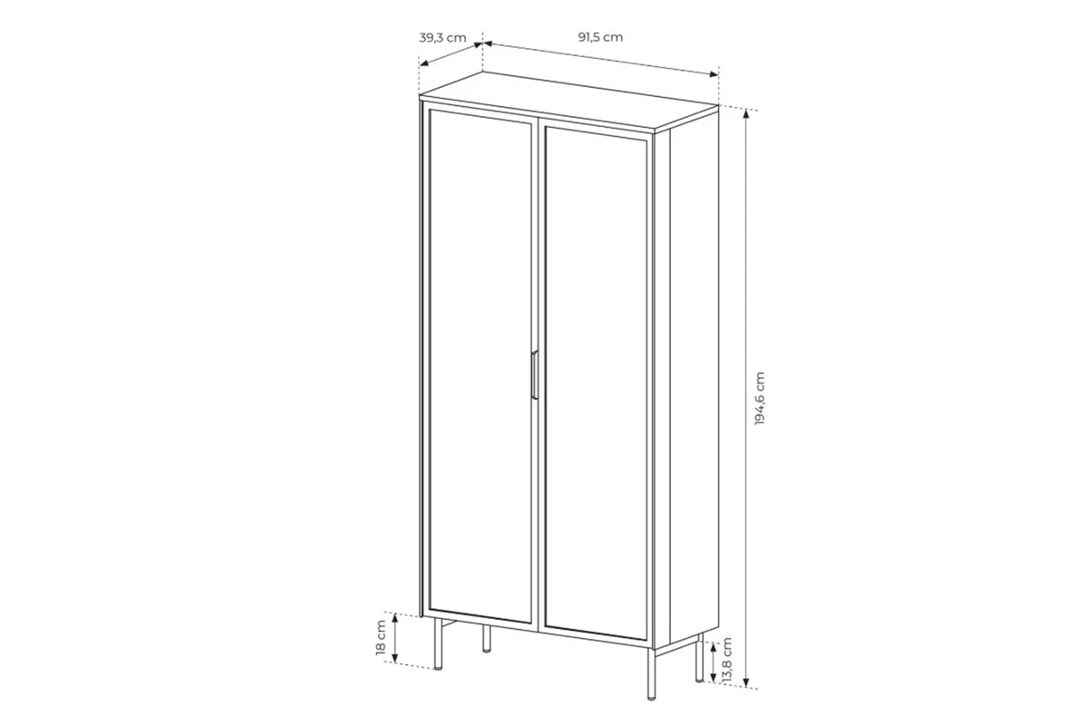 Vitrína vysoká Auri 91 cm s osvětlením - dub dunin / černá