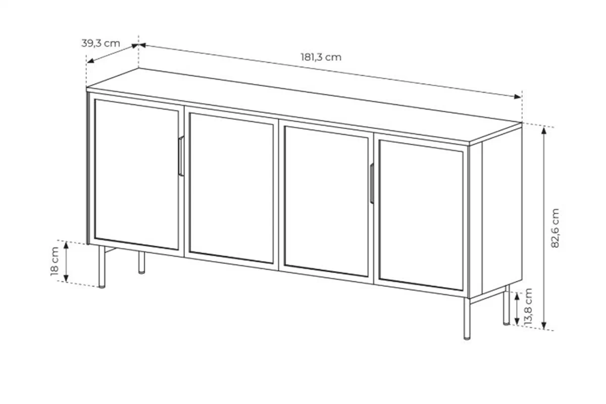 Komoda Auri 181 cm s osvětlením - dub dunin / černá