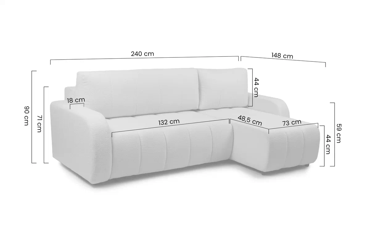 Rohová sedací souprava Lapios rozkládací pravá - béžová samet Vogue 2 