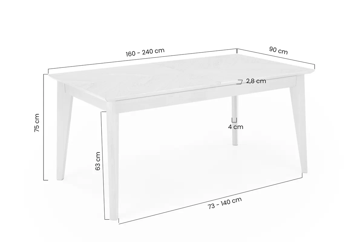 Stůl rozkladany Liroden 160-240x90 cm dřevo - dub přírodní / černá