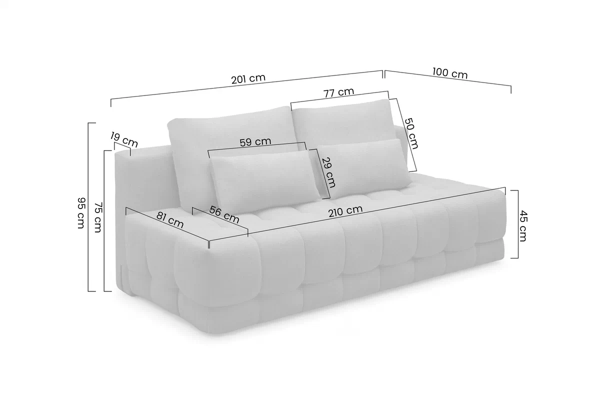 Pohovka Tuko rozkladana s úložným prostorem- béžová samet Velluto 2 