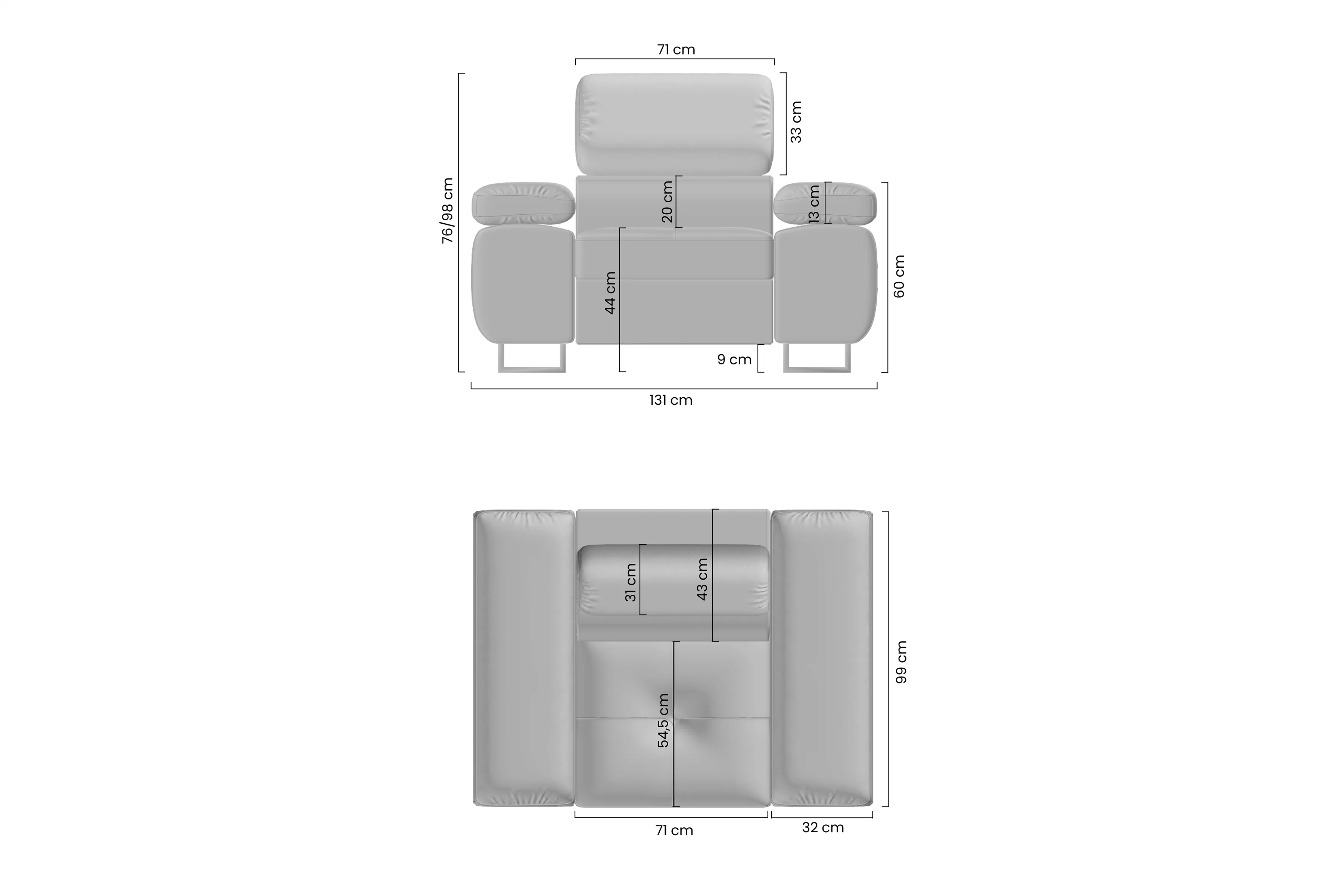 Křeslo čalouněná Annabelle z regulowanym zaglowkiem - Nohy černá