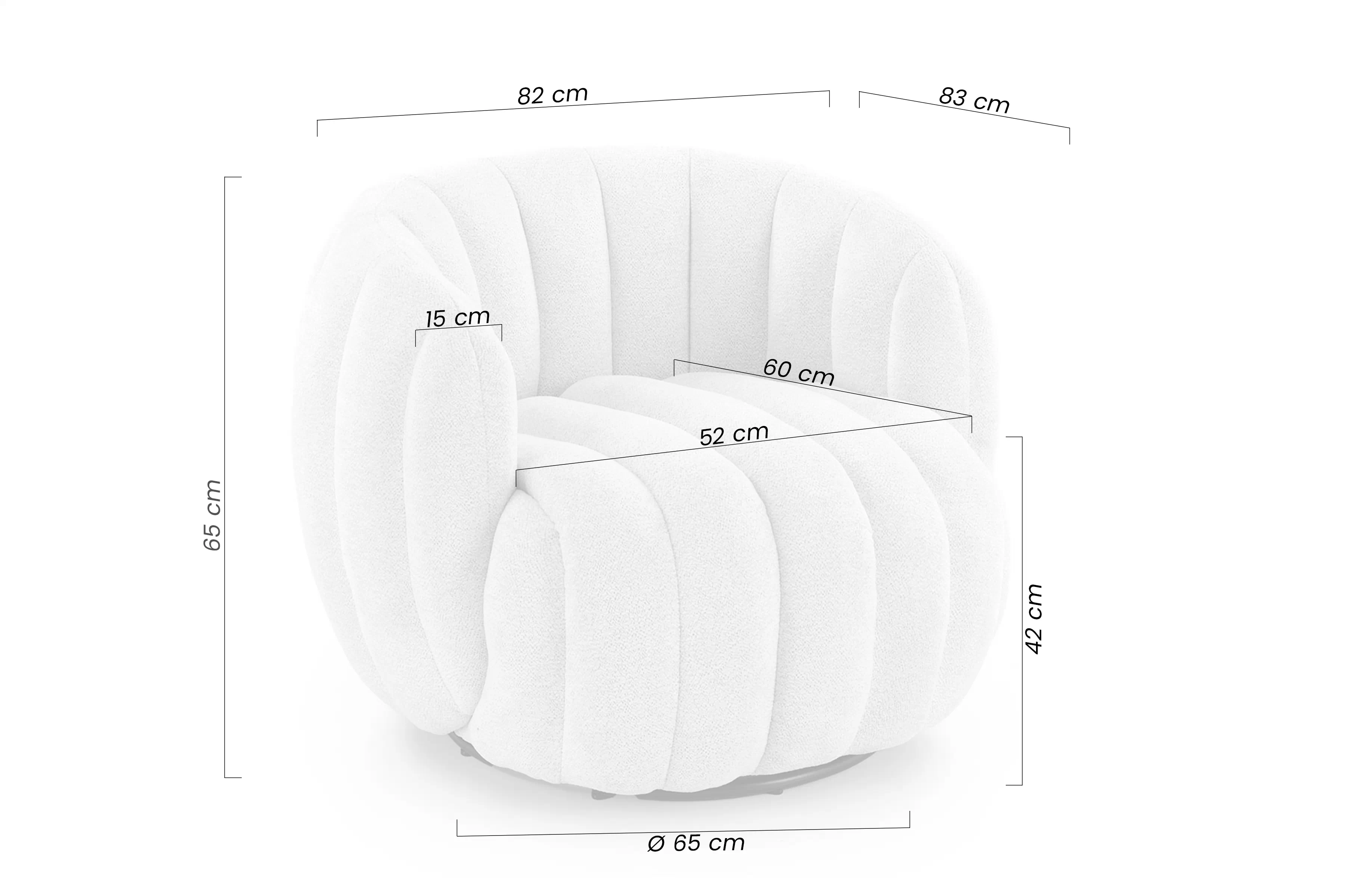 Křeslo čalouněná Lenis obrotowy - kremowa boucle Raven 22