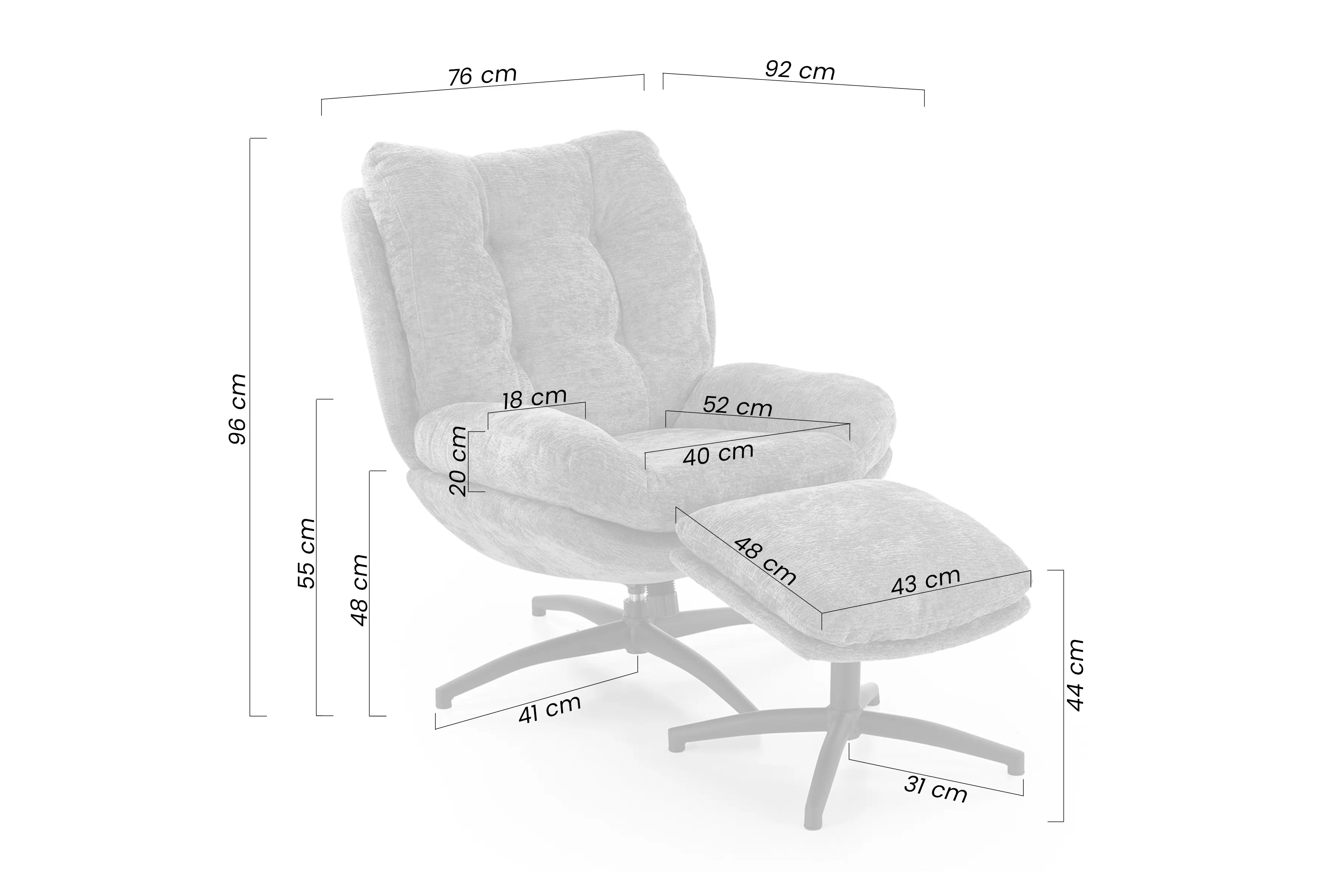 Křeslo čalouněná Opunio obrotowy z podnozkiem - béžová Pletenina