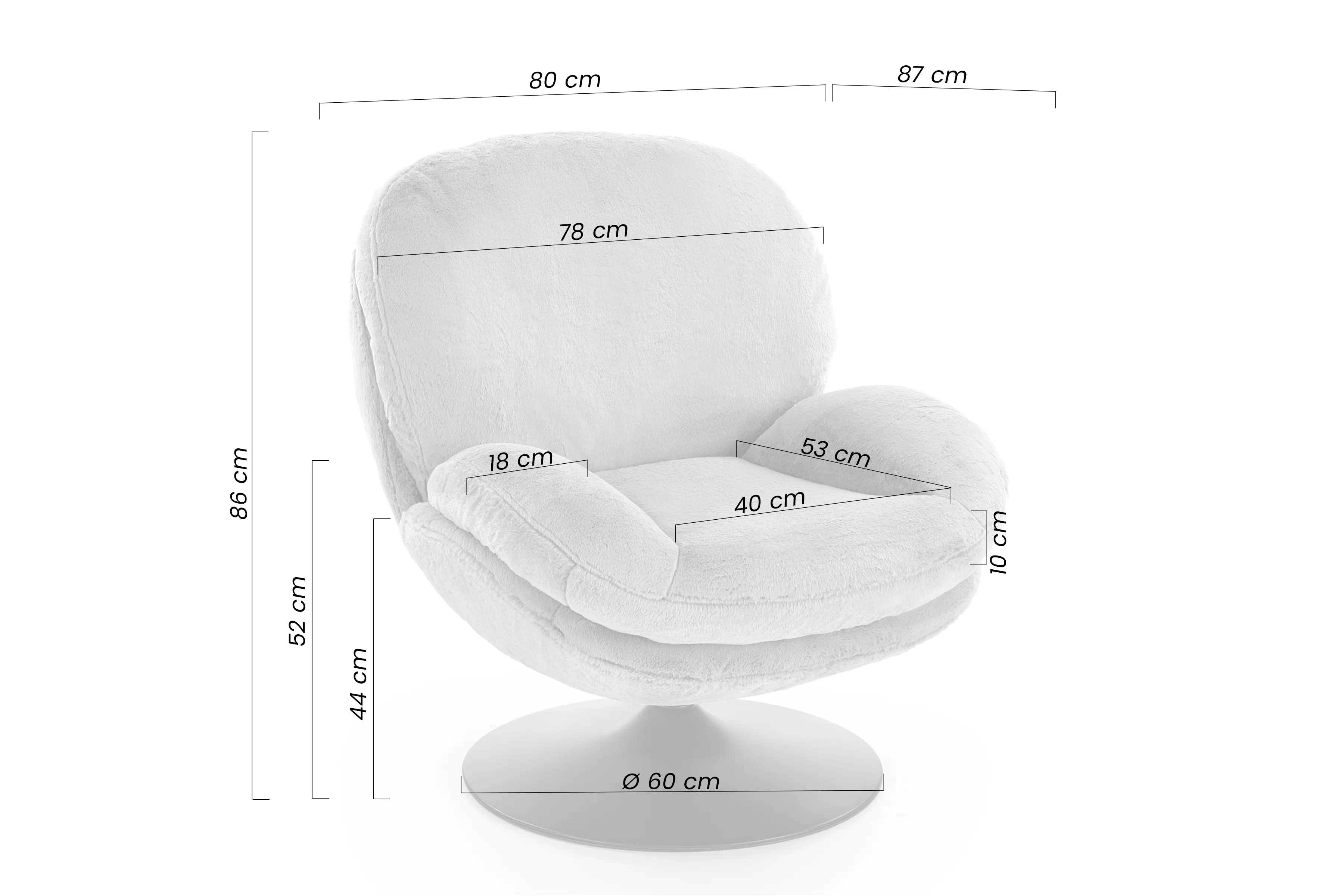 Křeslo čalouněná Sella obrotowy - béžová Pletenina futerkowa