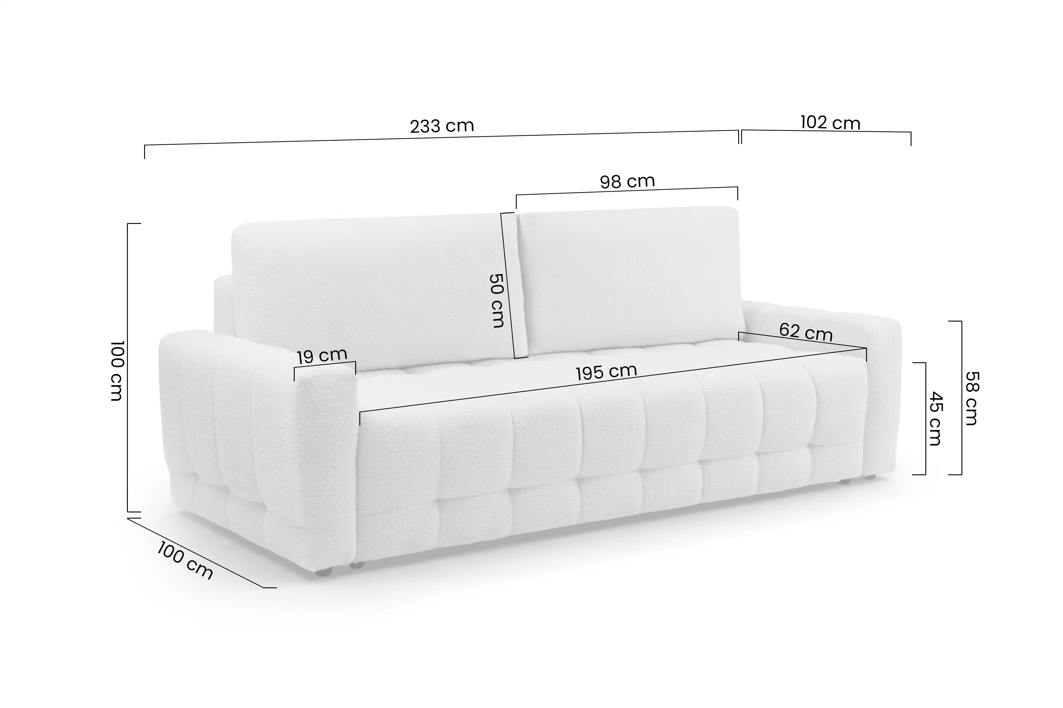 Pohovka Sorenio rozkládací  - světlý béžová bukla Quelle 02