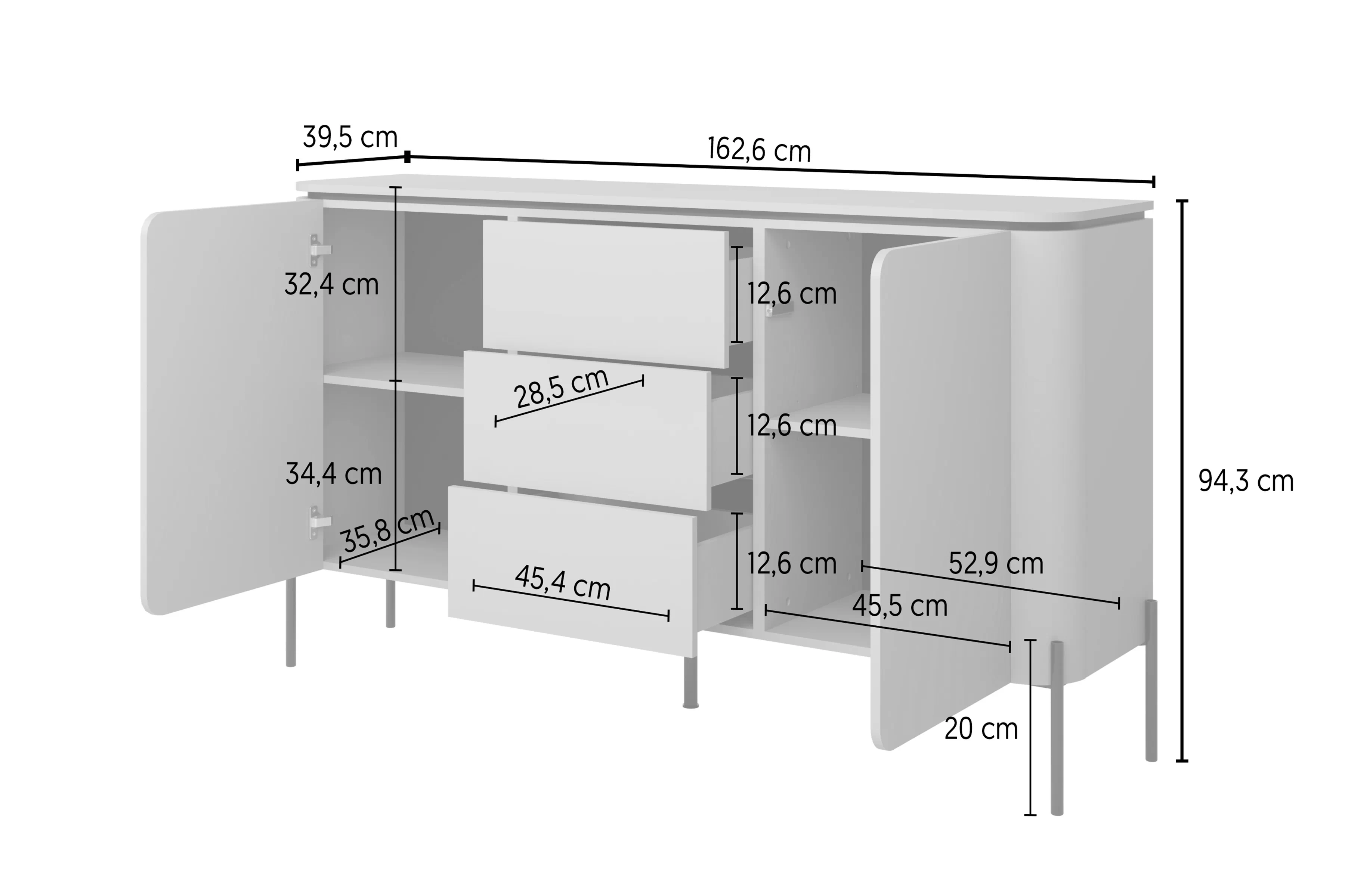 Komoda Bello 163 cm se zásuvkami - congo 