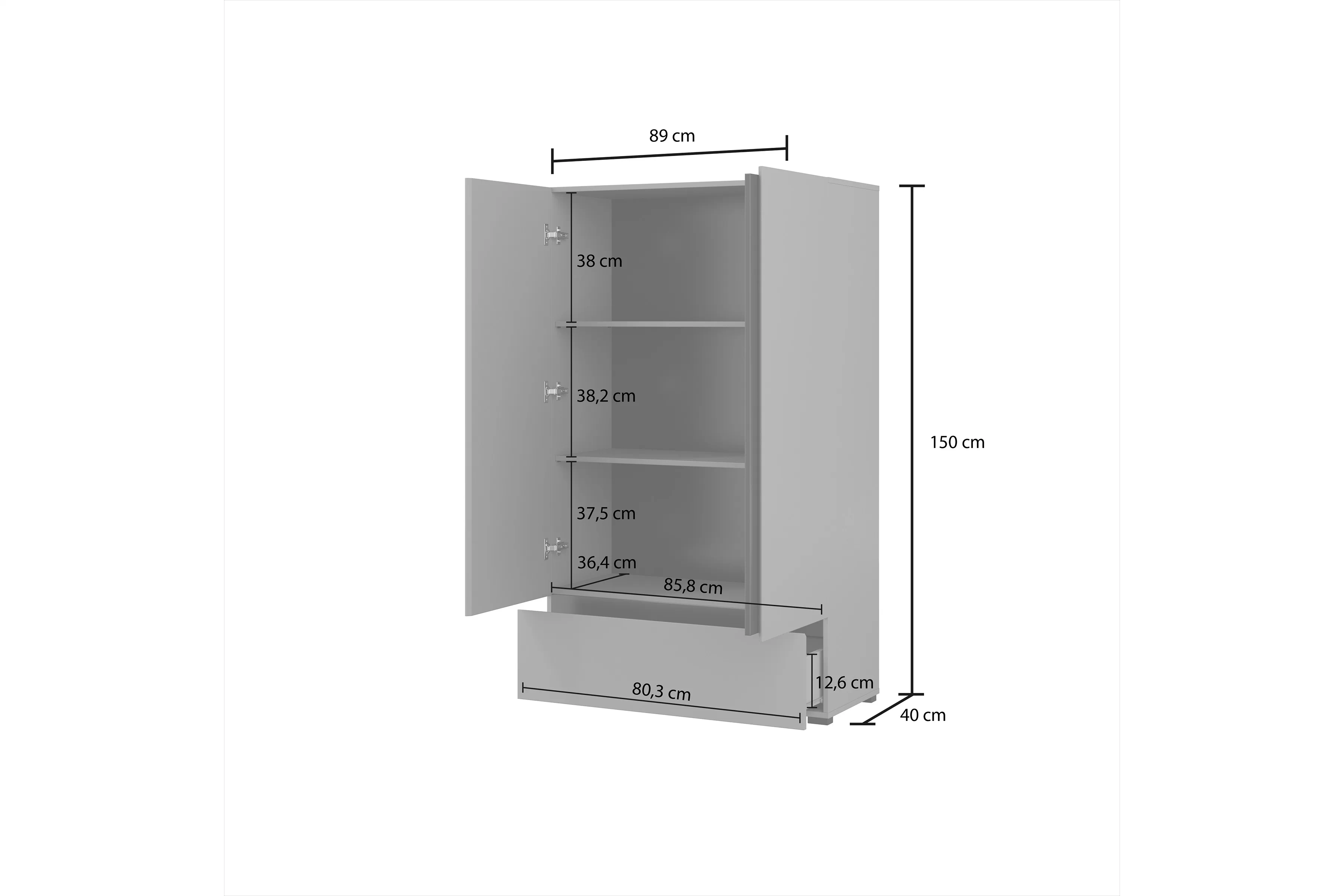Komoda Cross 89 cm z szuflada - zgaszona zelená / zgaszona zelená - černá