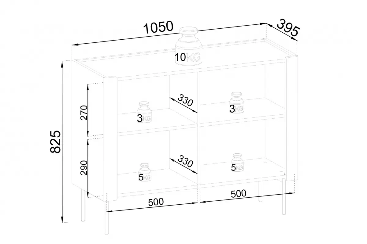 Komoda do obývacího pokoje Pelavo 105 cm - kašmír / ořech warmia