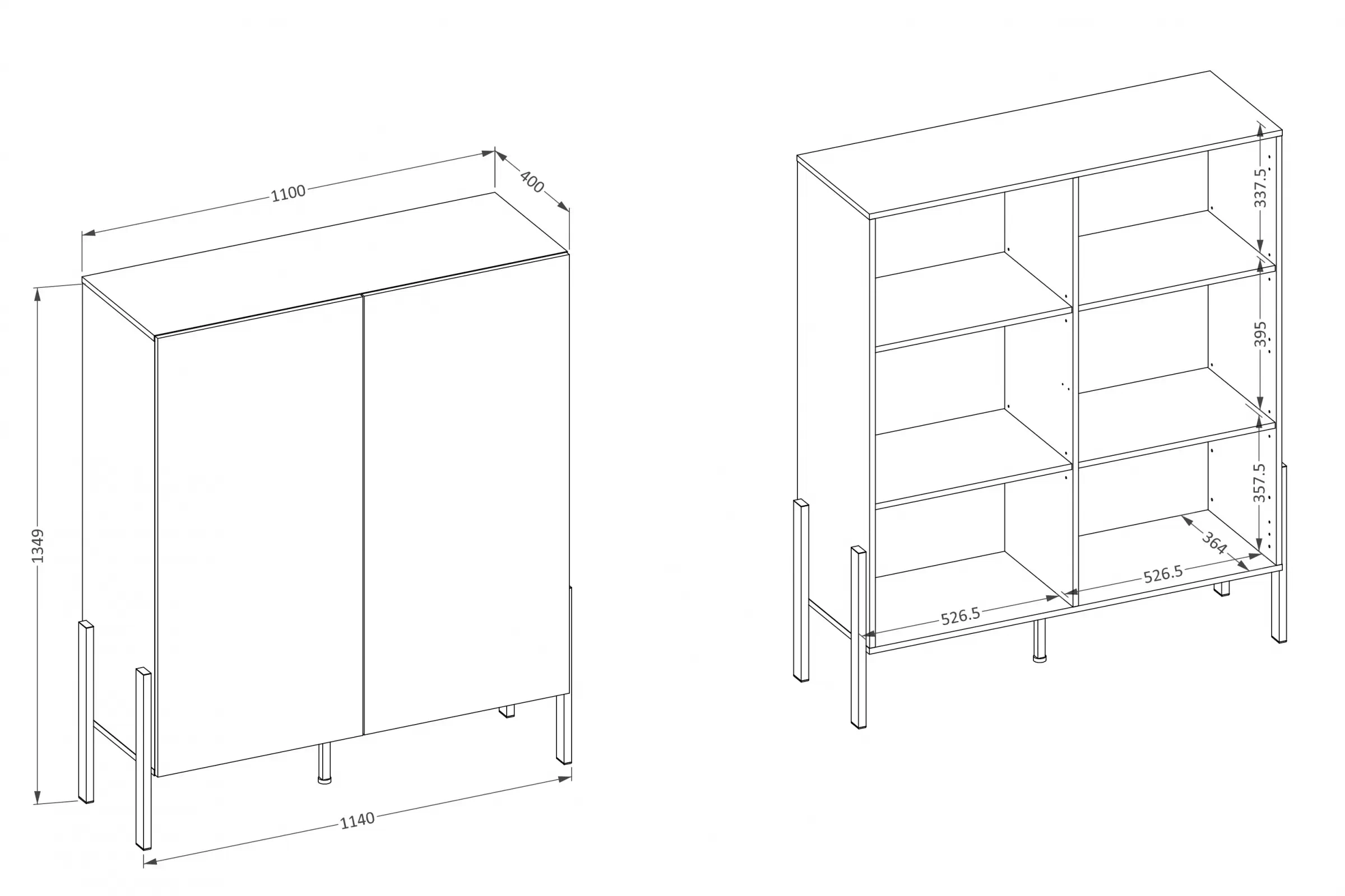 Komoda pro obývacího pokoje Wezilo 42 - 114 cm - bílá supermat