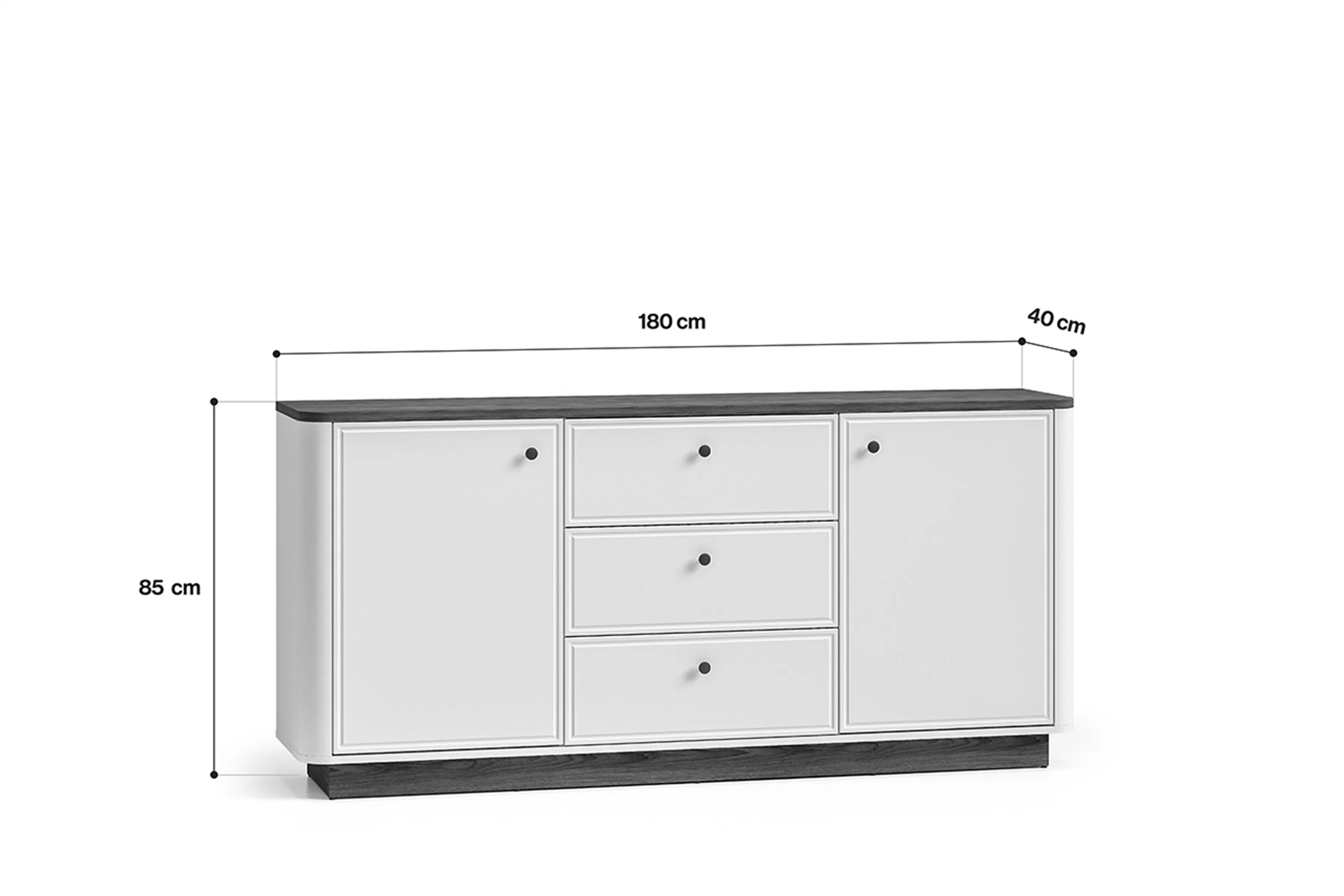 Komoda velká Amberto 180 cm se zásuvkami - kašmír / dub windmill dark 