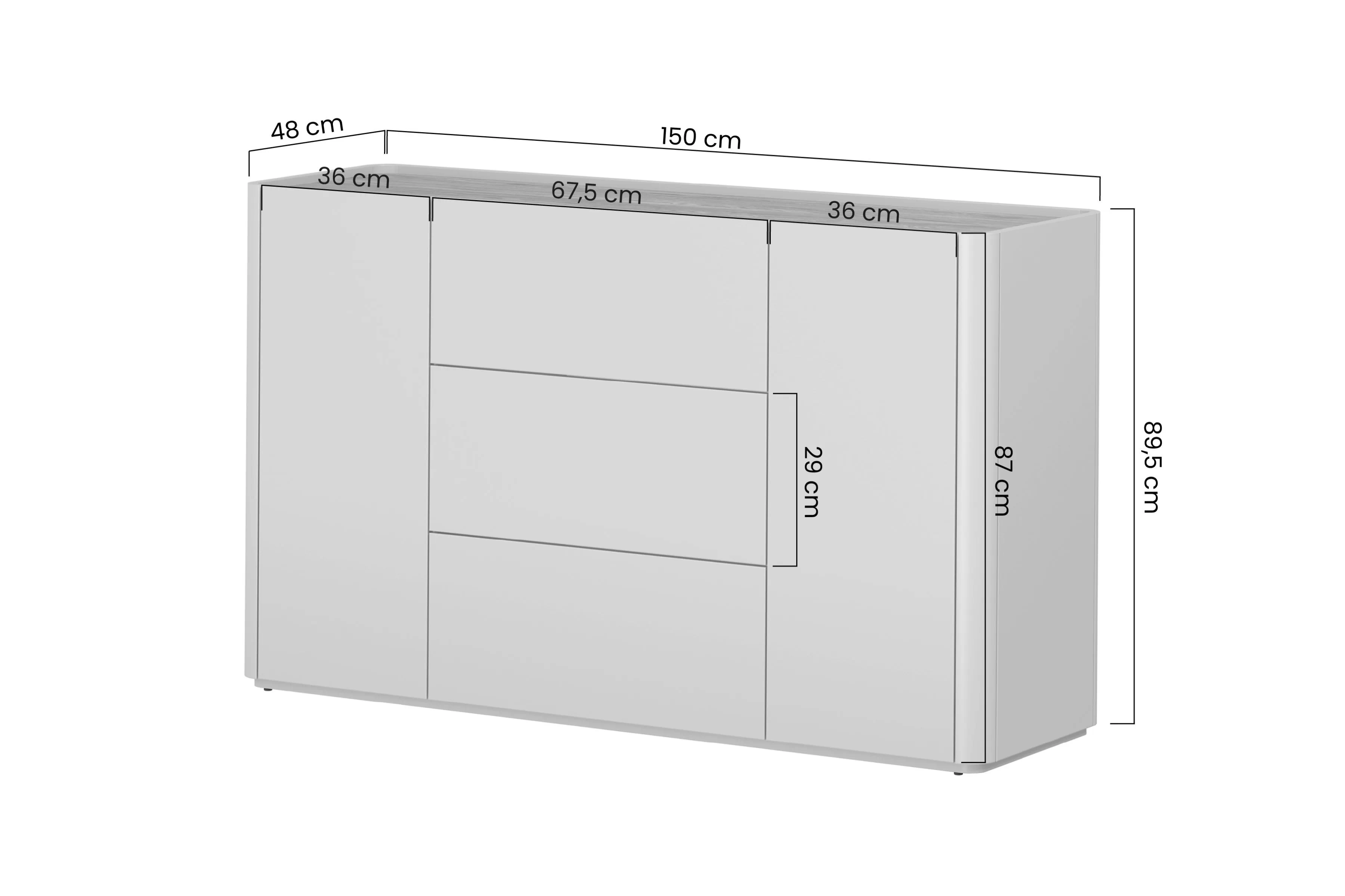 Komoda Elivo 150 cm se zásuvkami - kašmír / dub olejowany