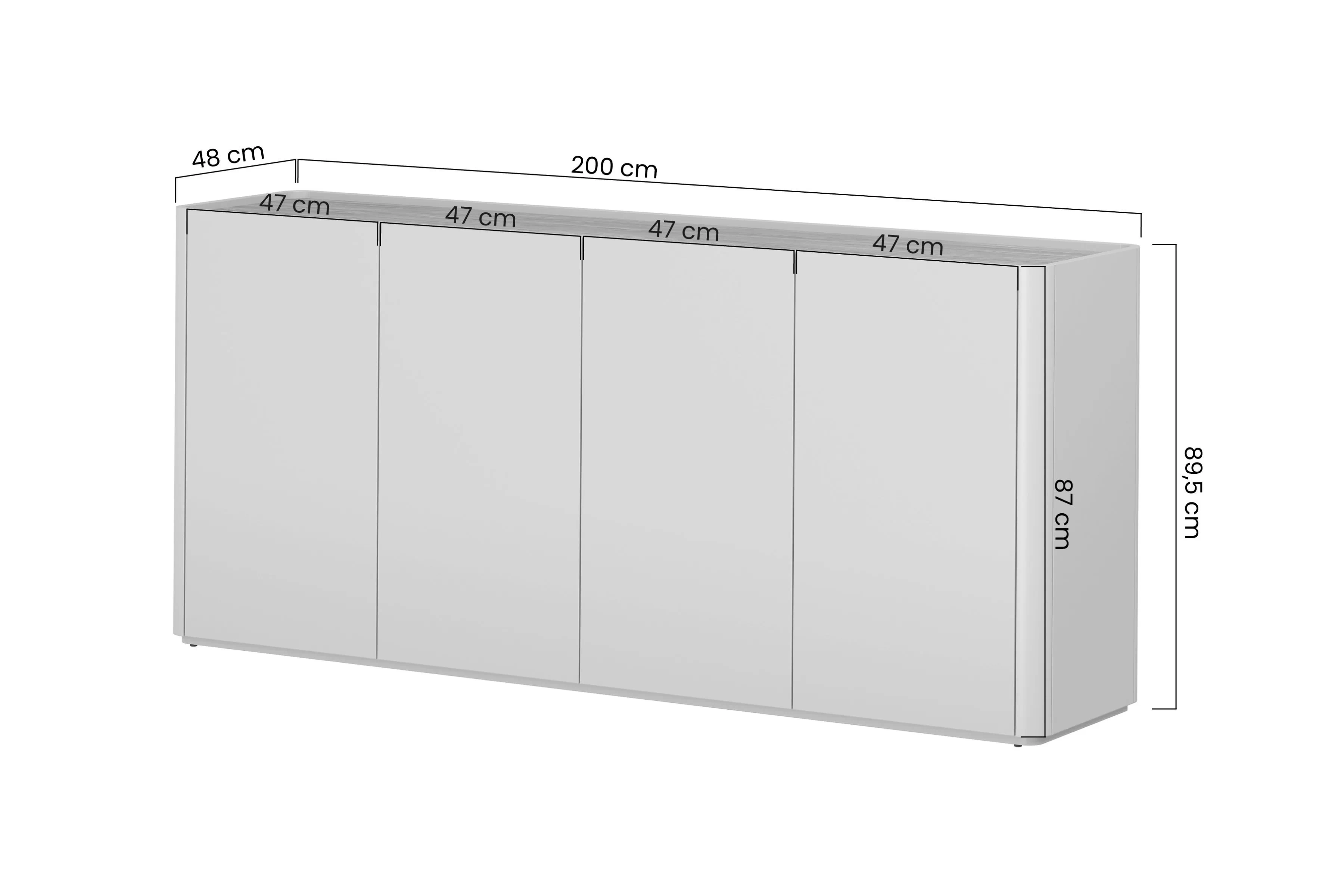 Komoda Elivo 200 cm - eukaliptus / dub baltic dune
