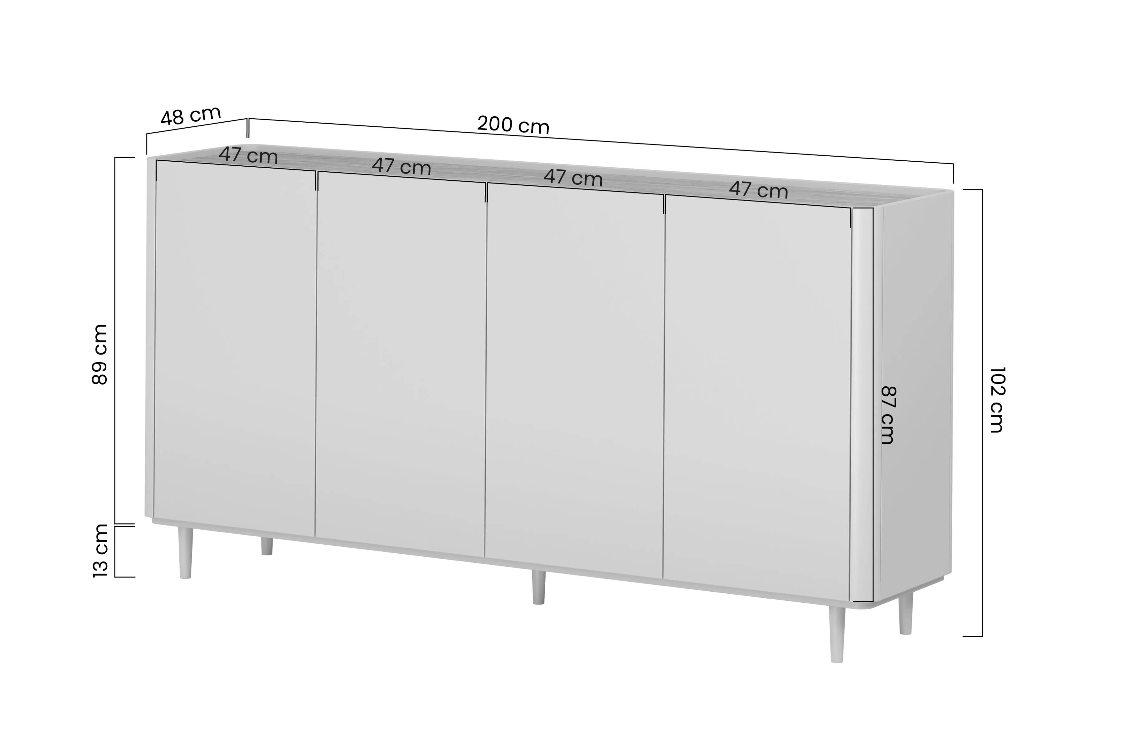 Komoda Elivo 200 cm na nožkách - eukaliptus / dub baltic dune