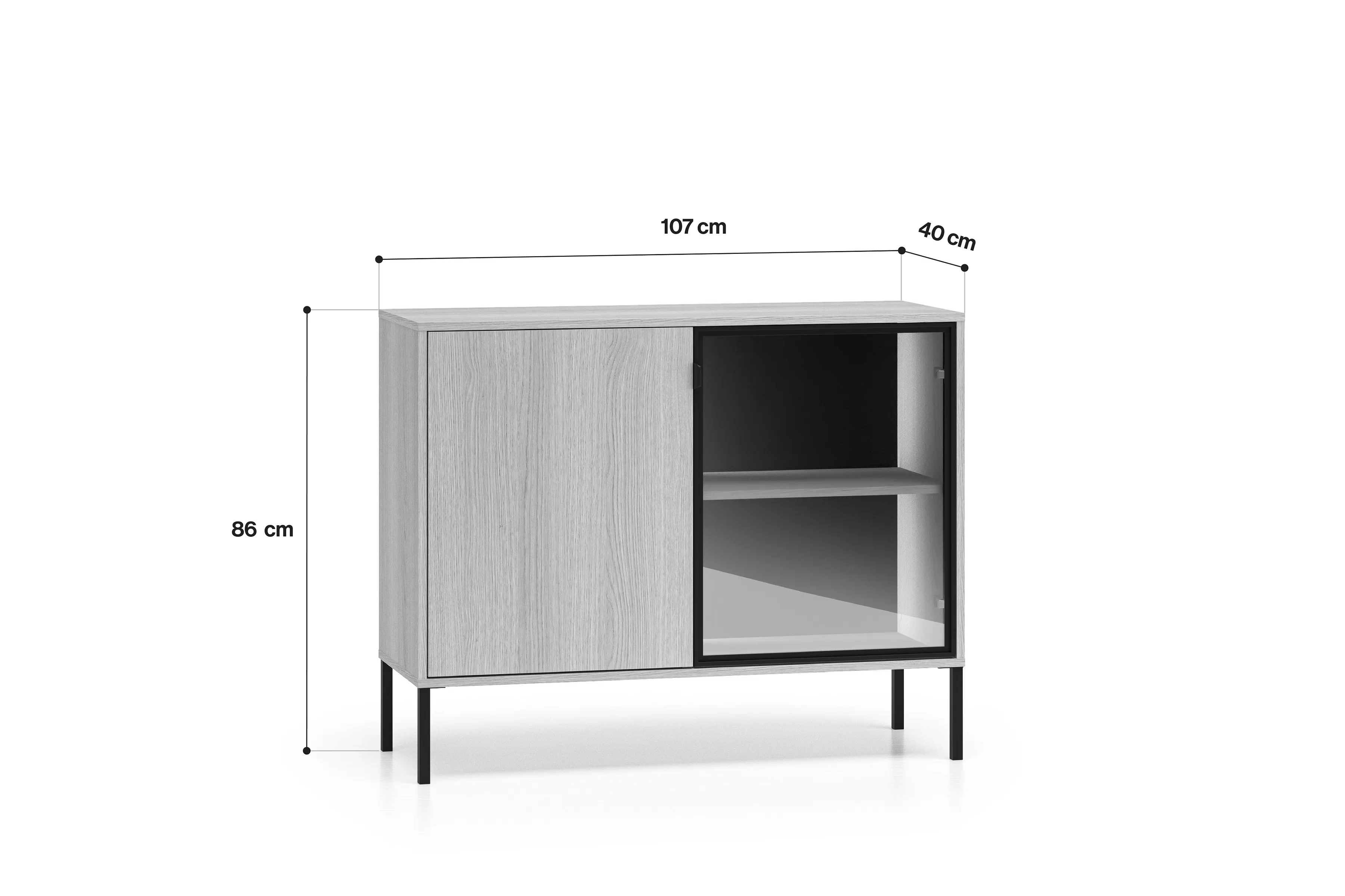 Komoda Harmona 107 cm dvoudveřová s osvětlením - dub lindberg