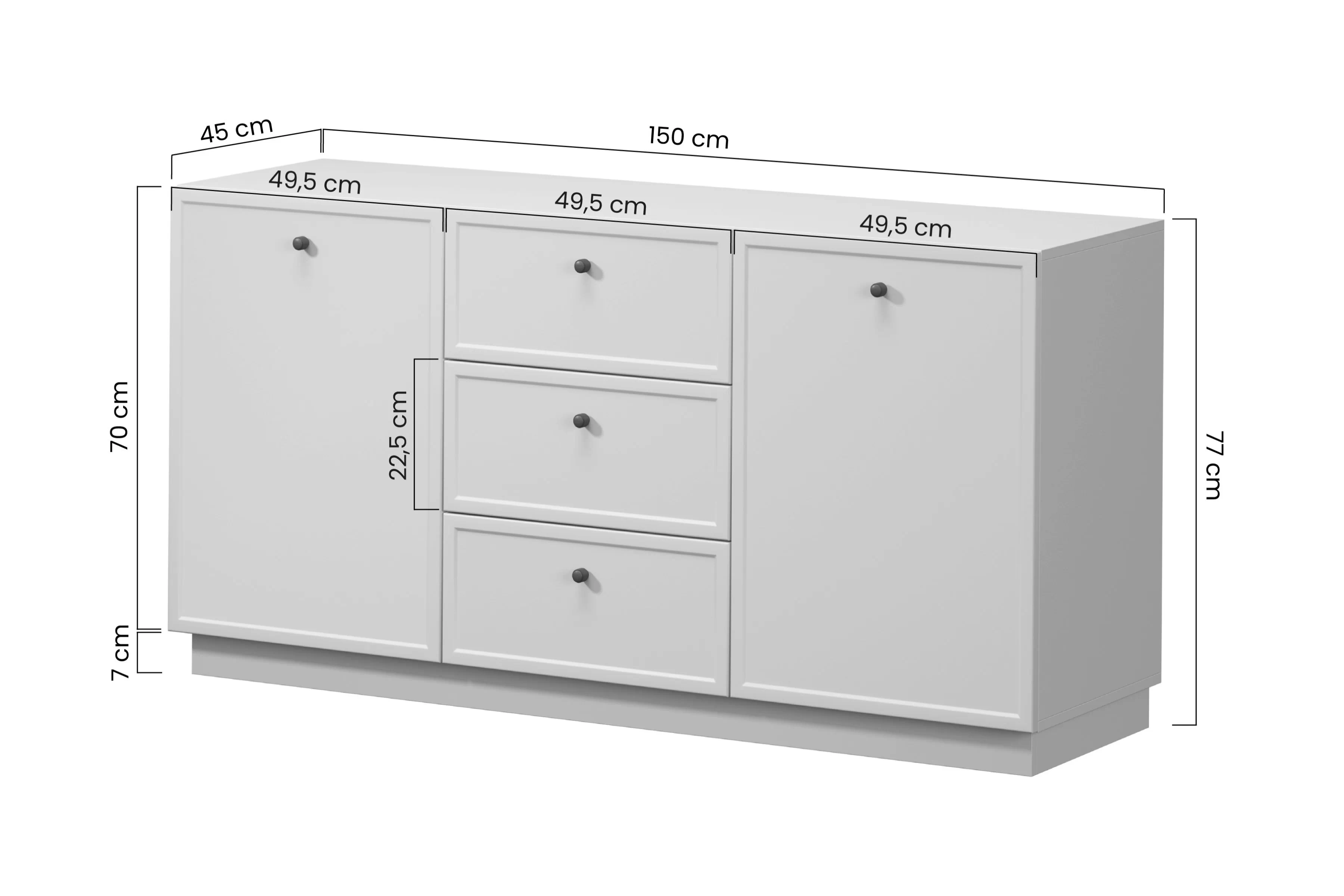 Komoda Lorini 150 cm se zásuvkami - kašmír / zlote Úchytky T-bar
