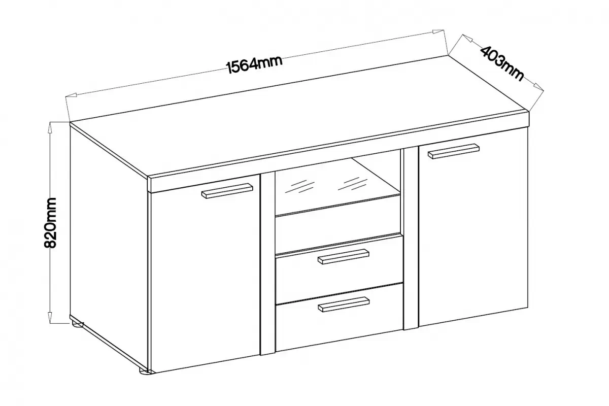 Komoda Rumba 2F2S se zásuvkami 157 cm - dub lefkas
