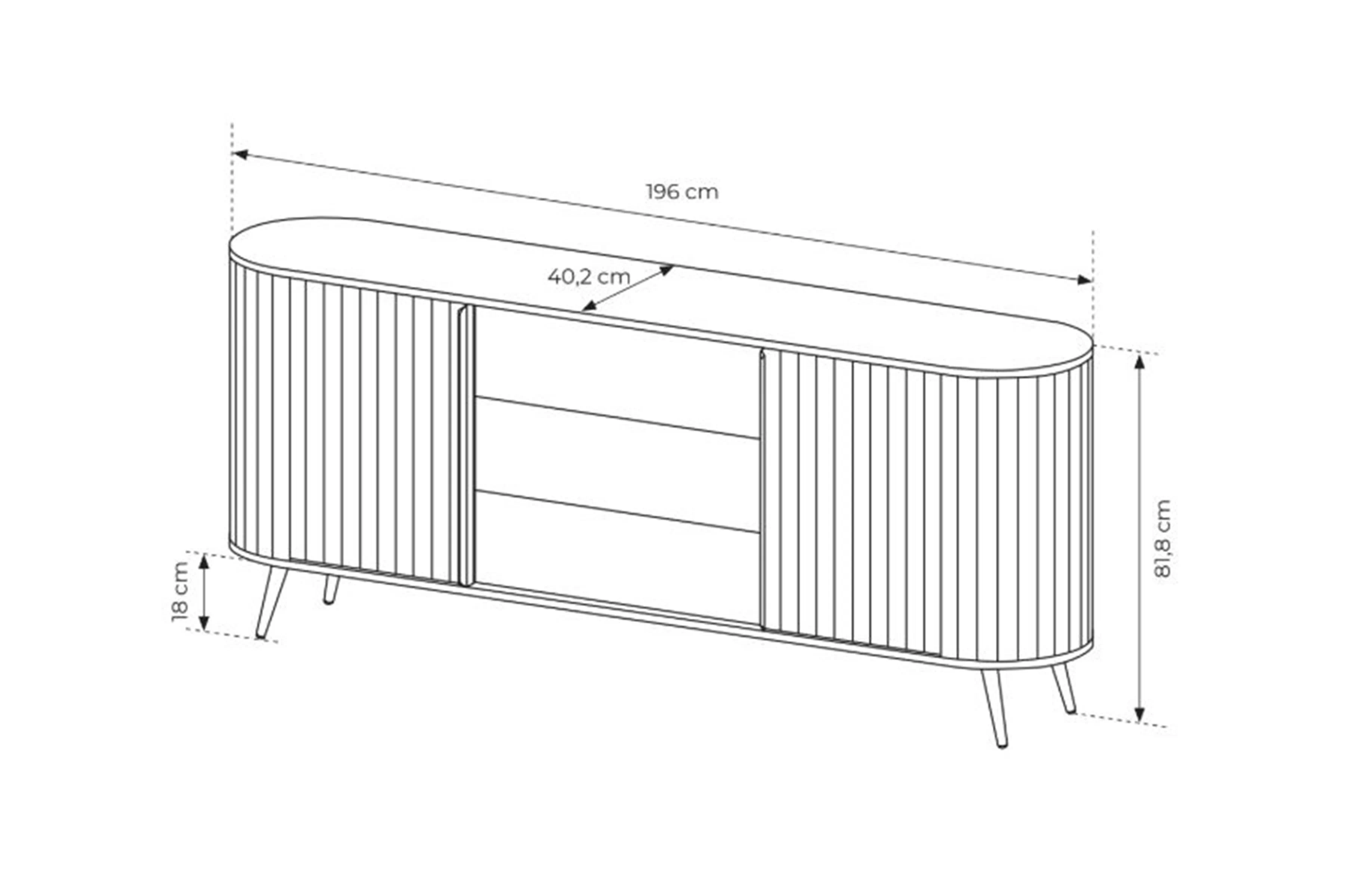 Komoda Luvio 196 cm se zásuvkami - dub cremona
