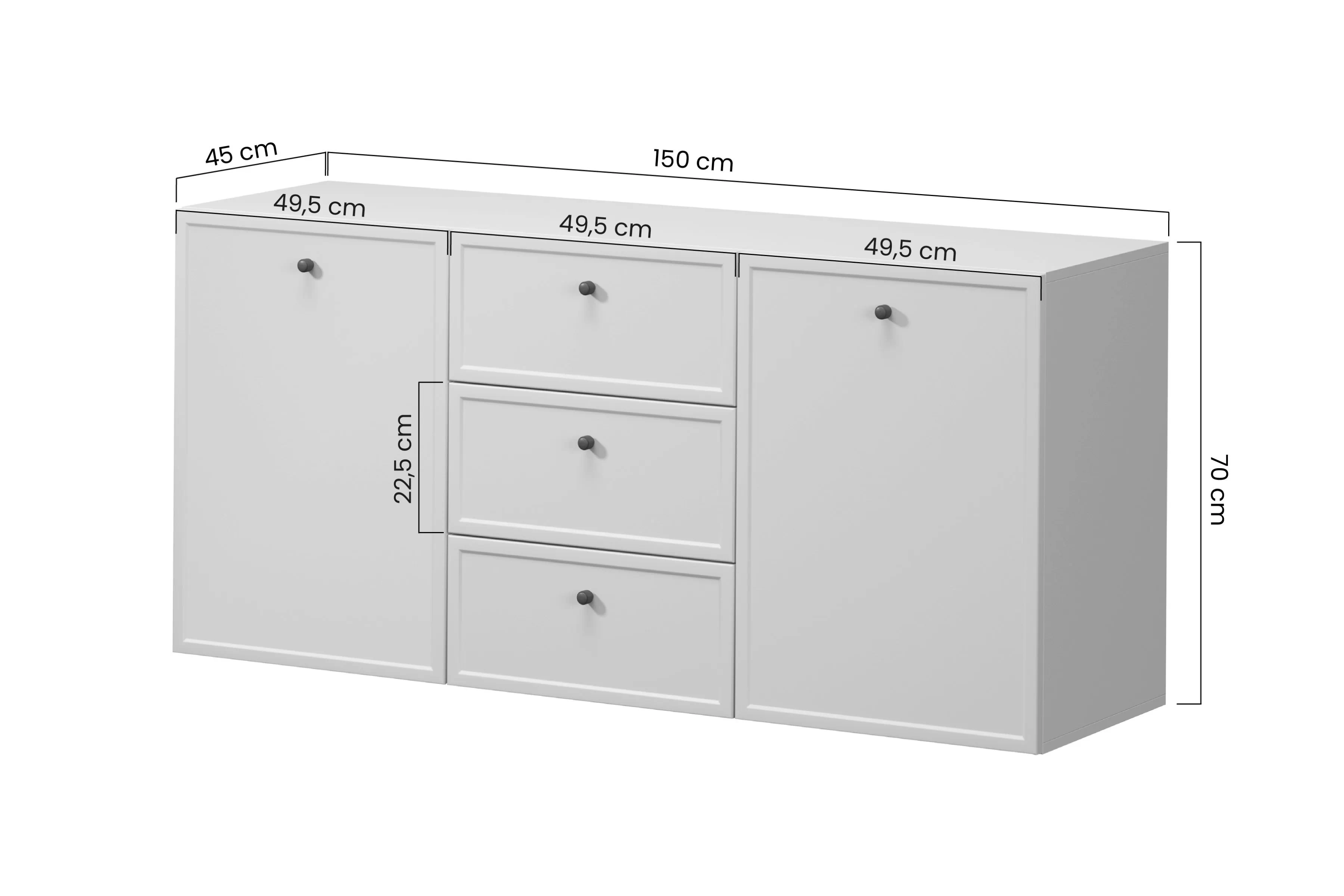 Komoda závěsná Lorini 150 cm se zásuvkami - kašmír / černá Úchytky T-bar