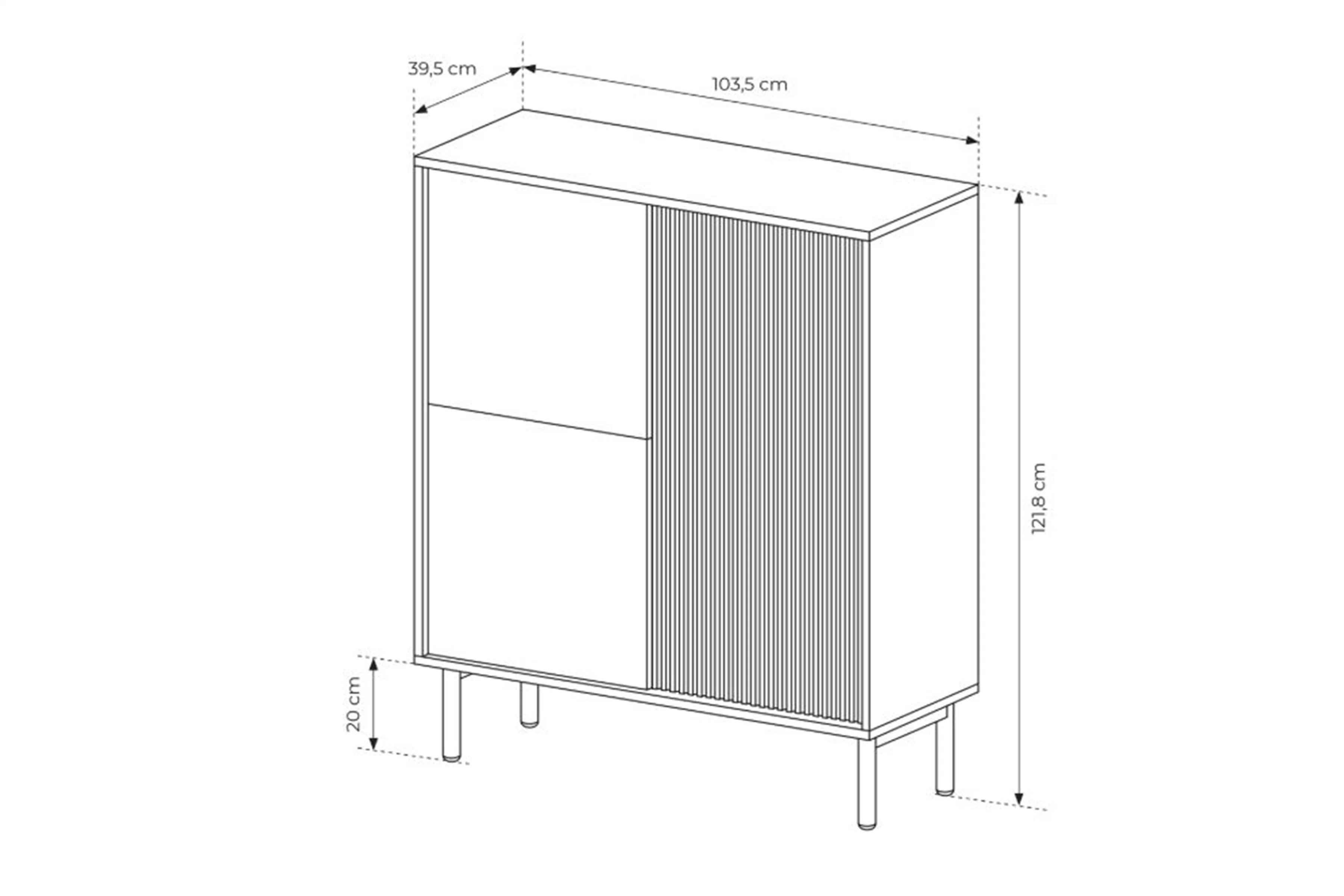 Komoda vysoká Rivio 104 cm  - dub cremona
