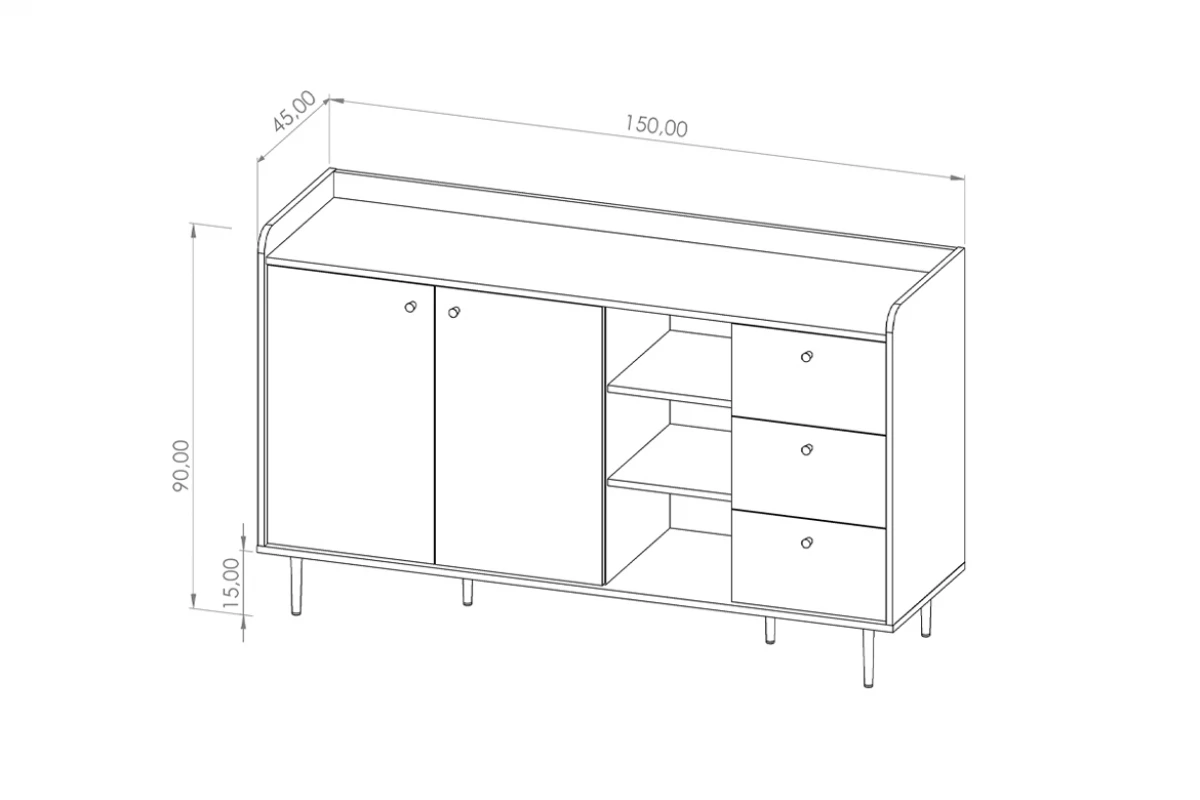 Komoda z širokým blatem