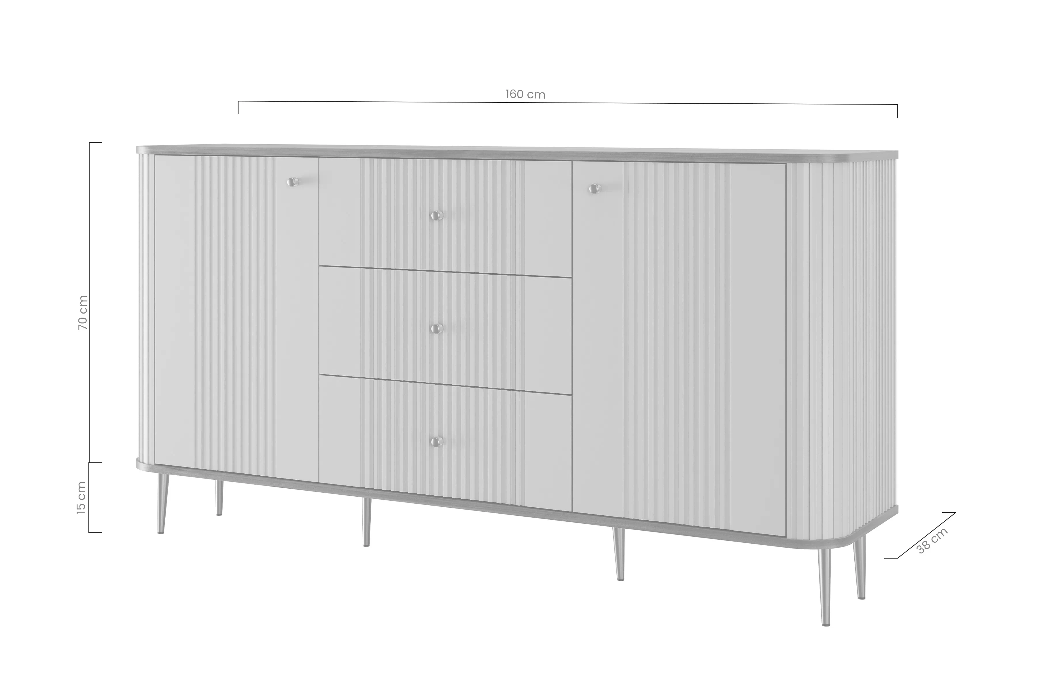 Komoda se zásuvkami Versper 160 cm - kašmír / černá Nohy