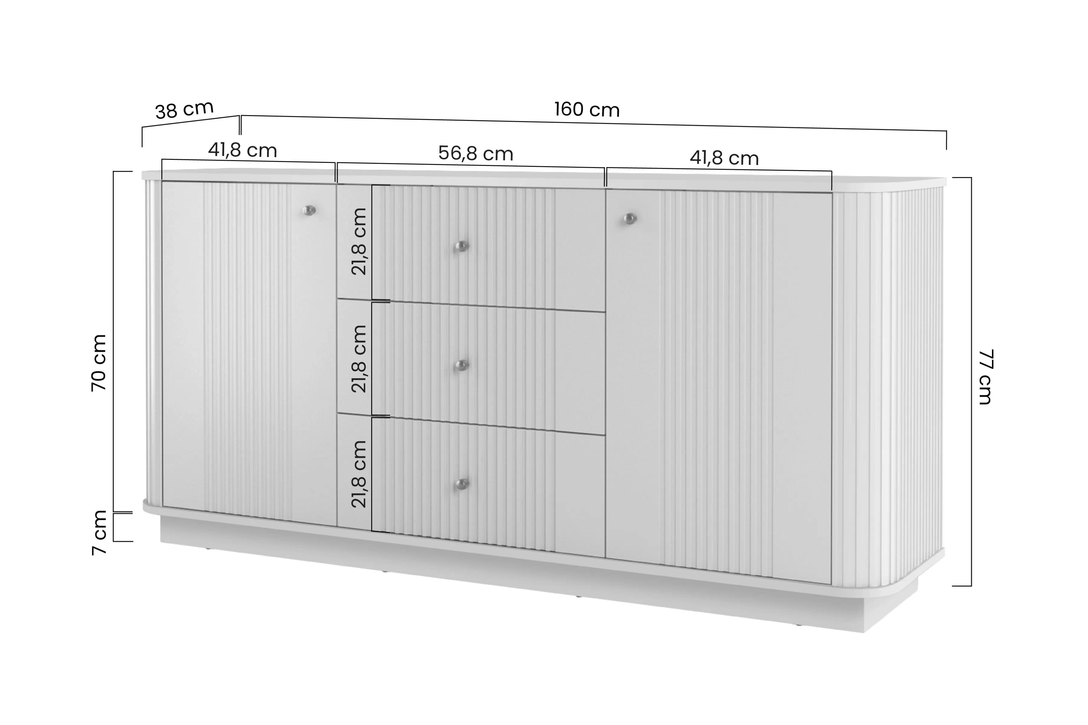 Komoda se zásuvkami Vesper 160 cm - černá / černá Úchytky