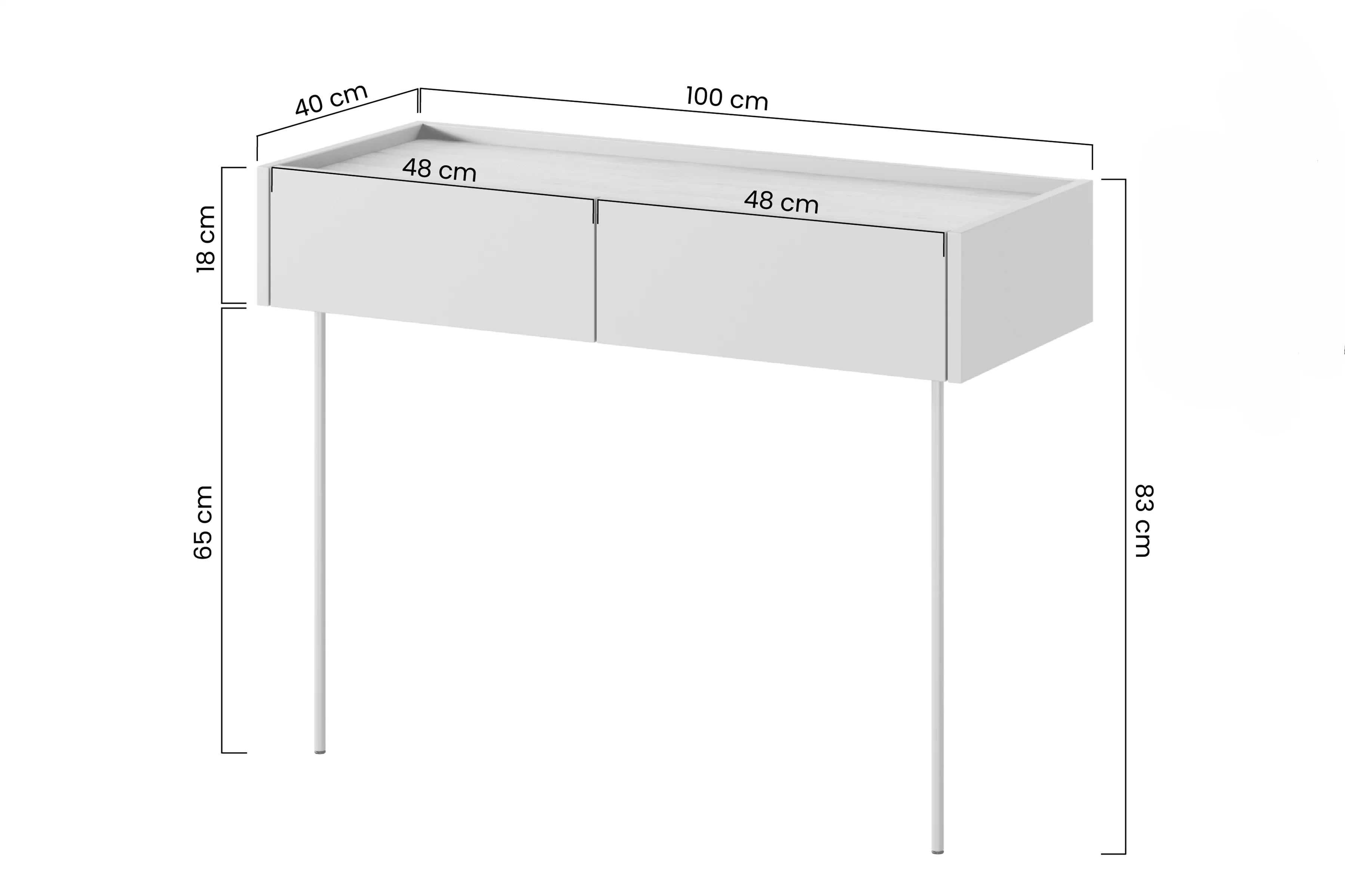 konzole / Toaletní stolek Desin se zásuvkami i metalowymi nogami 100 cm - kašmír / dub nagano