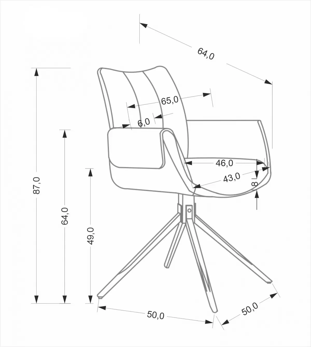 židle čalouněné Denaro obrotowe - popelavá