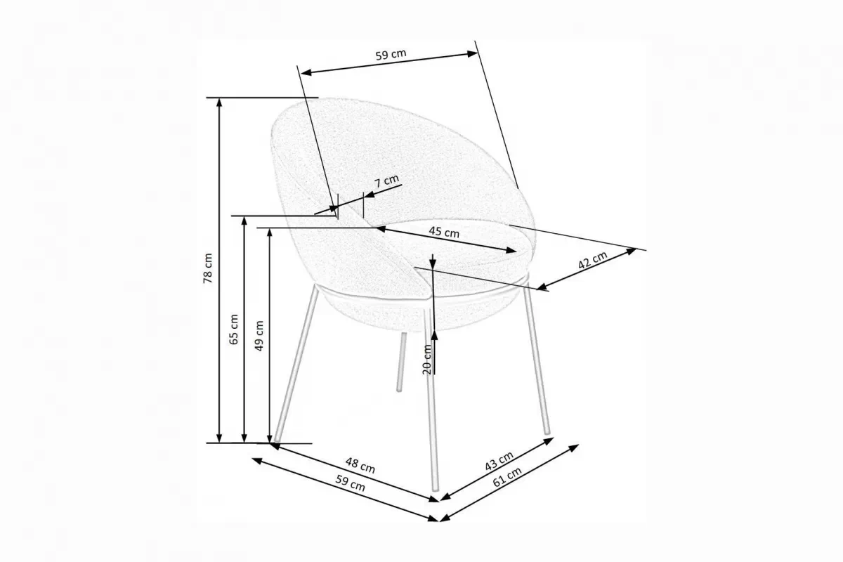židle čalouněné K482 kubelkowe - popelavá