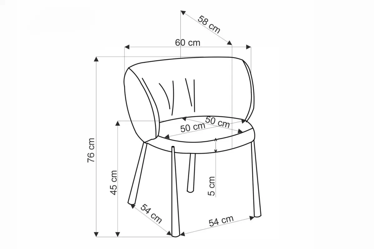 židle čalouněné K531 - béžová welwet Mavel 28 / černé nožičky